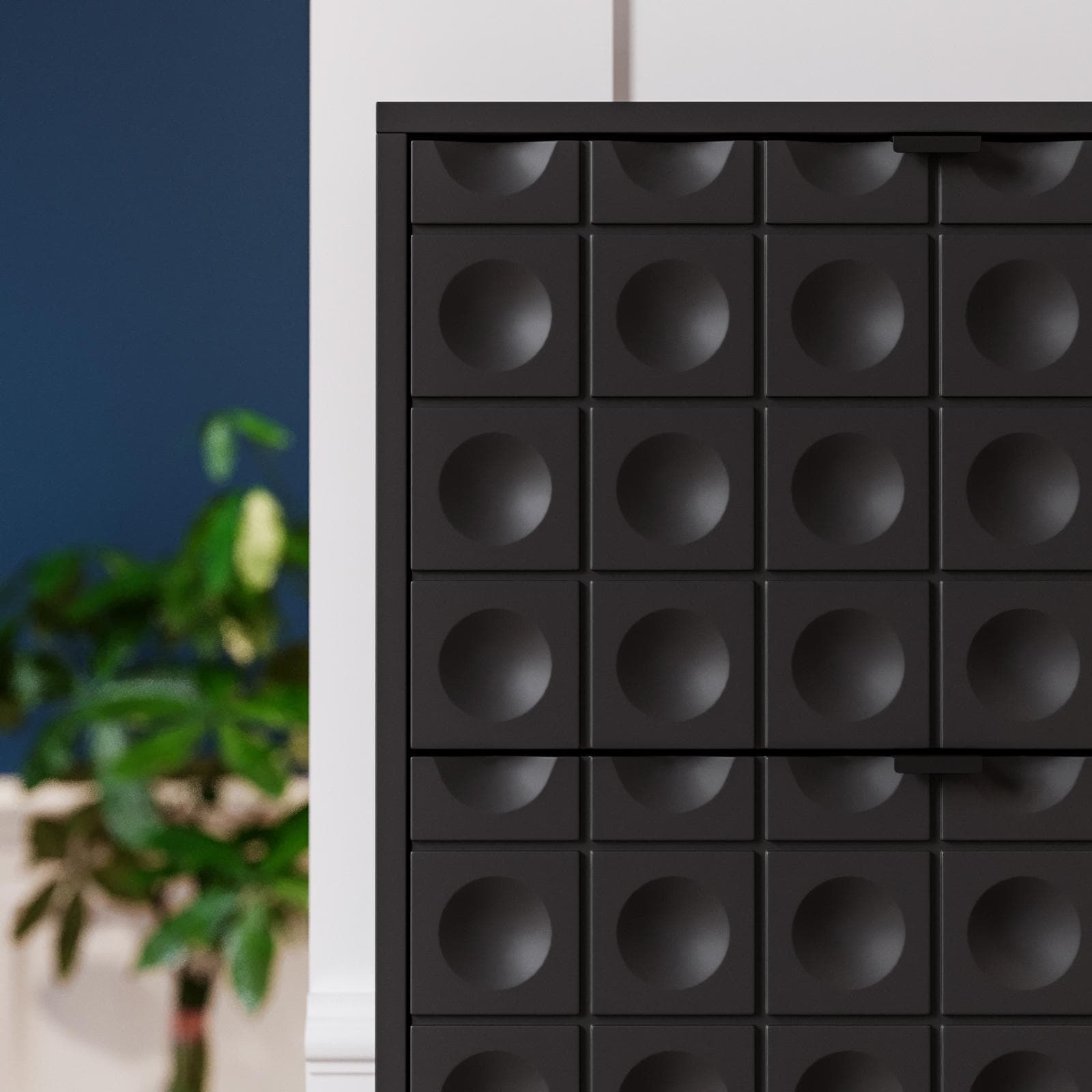 Scarpiera salvaspazio 63x153h cm nero con frontali decorati e 4 ante a ribalta - Miara