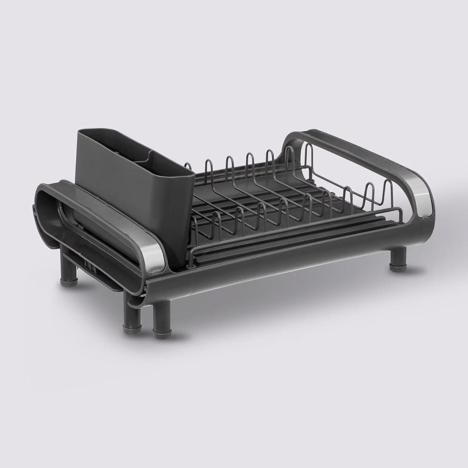 Scolapiatti allungabile 28-50x19 cm in acciaio inox e polipropilene nero