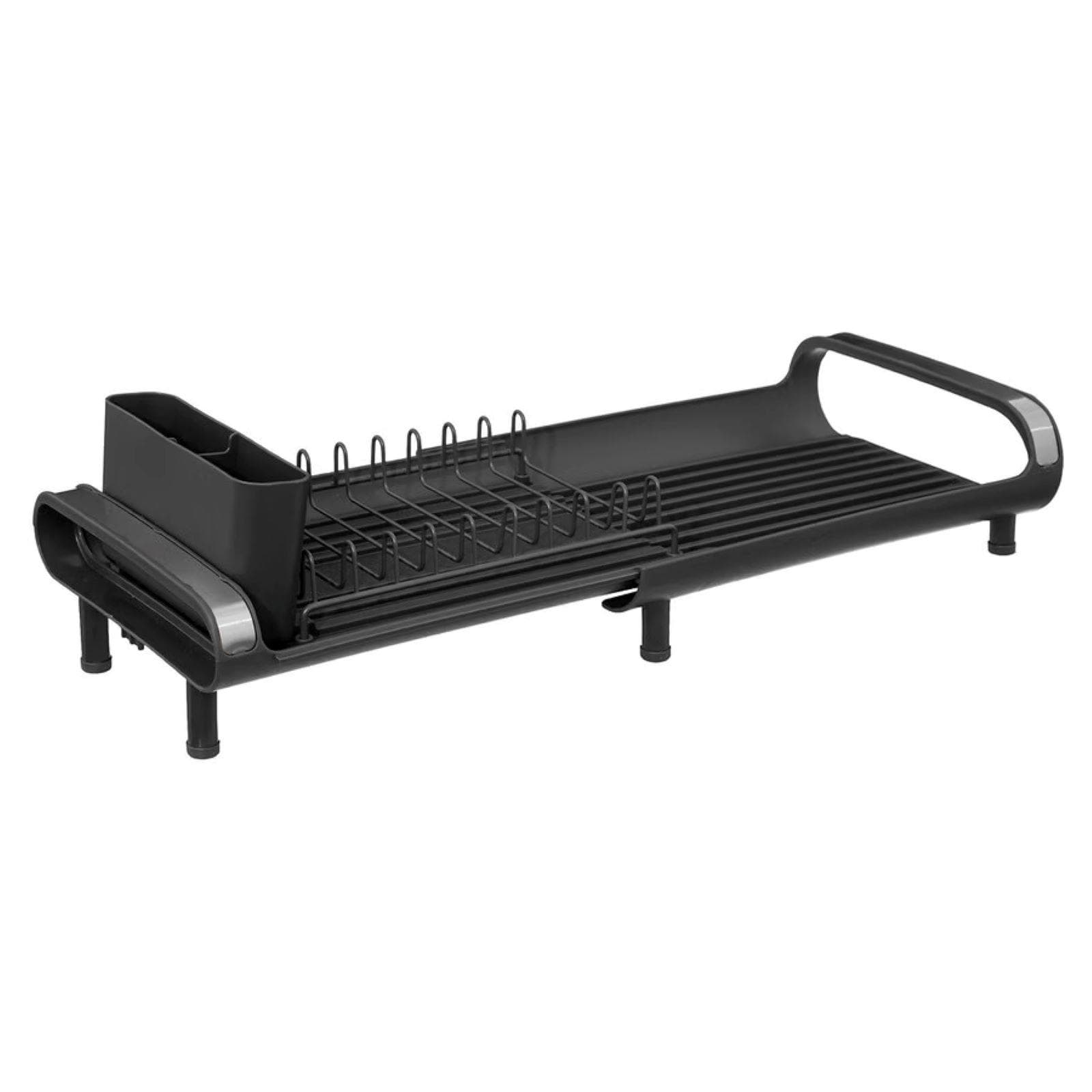 Scolapiatti allungabile 28-50x19 cm in acciaio inox e polipropilene nero