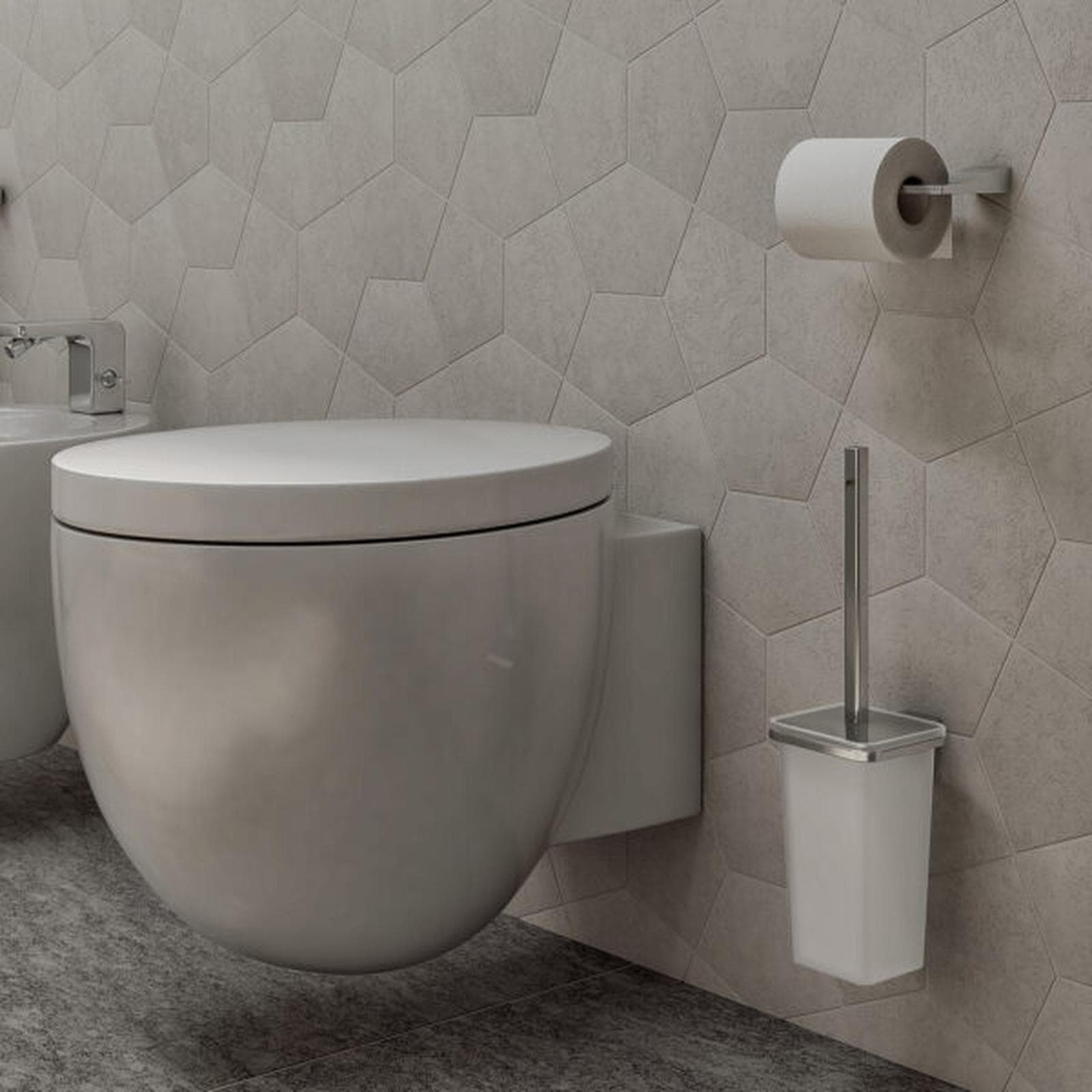 Portascopino a muro in ottone e cromall cromo e vetro satinato - Glamour di Gedy