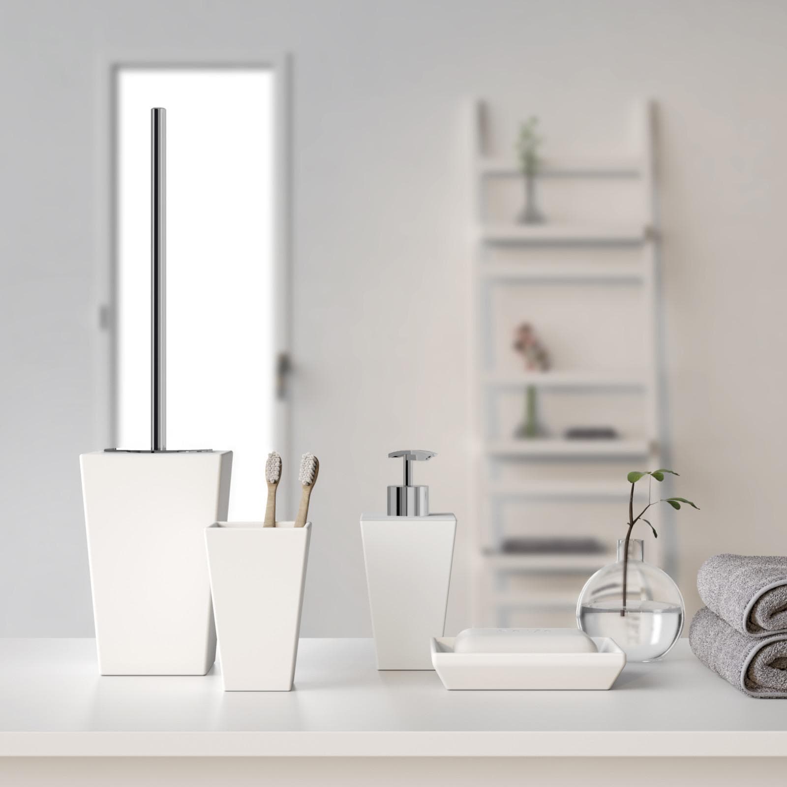 Scopino WC con ciuffo in setole ceramica bianco - Karima di Gedy