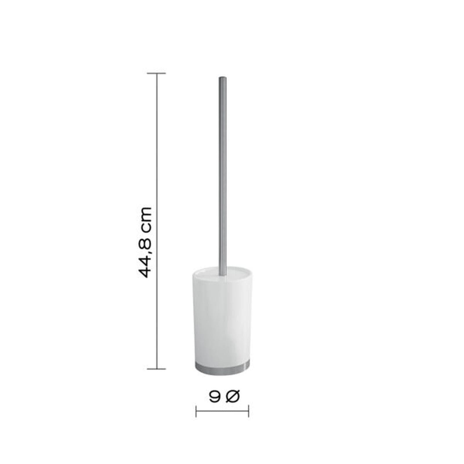 Portascopino d'appoggio in ceramica bianco e acciaio inox cromo - Petunia di Gedy