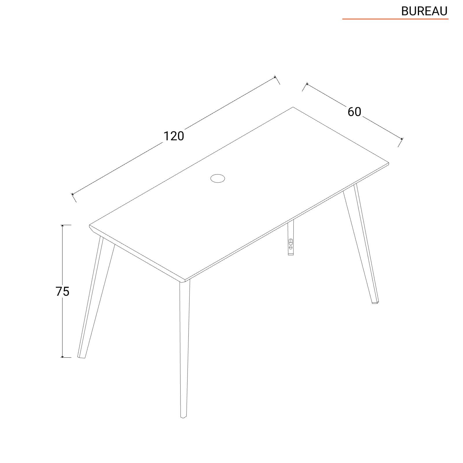 Scrivania 120x60 cm con top in legno rovere e struttura in metallo bianco - Bureau