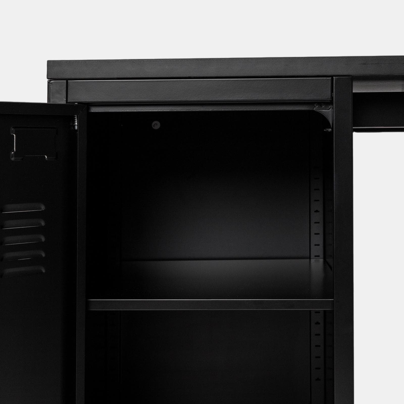 Scrivania 120x76h cm in acciaio verniciato nero con armadietto - Easton