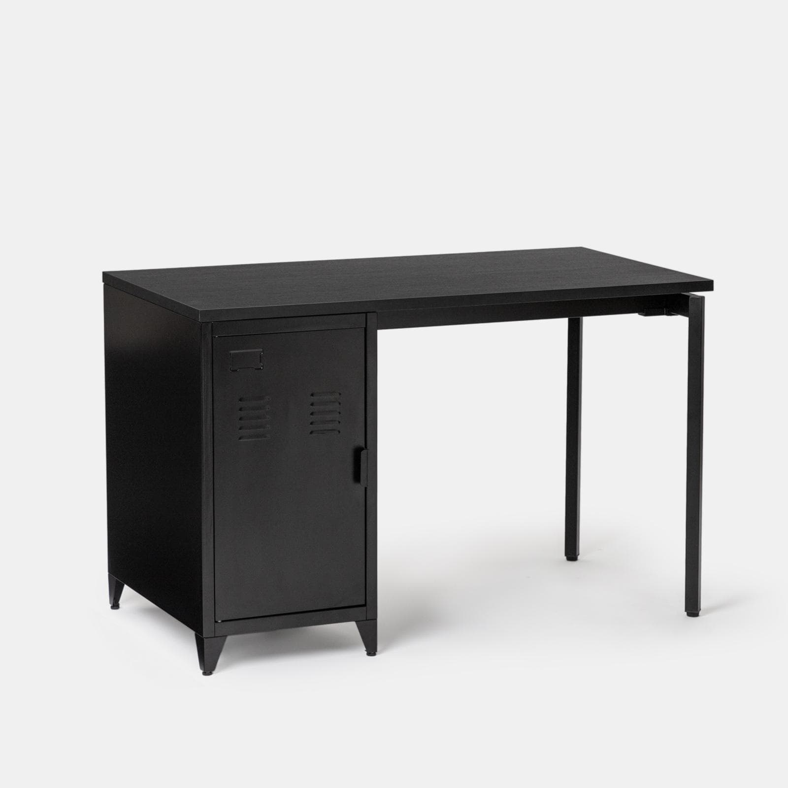 Scrivania 120x76h cm in acciaio verniciato nero con armadietto - Easton