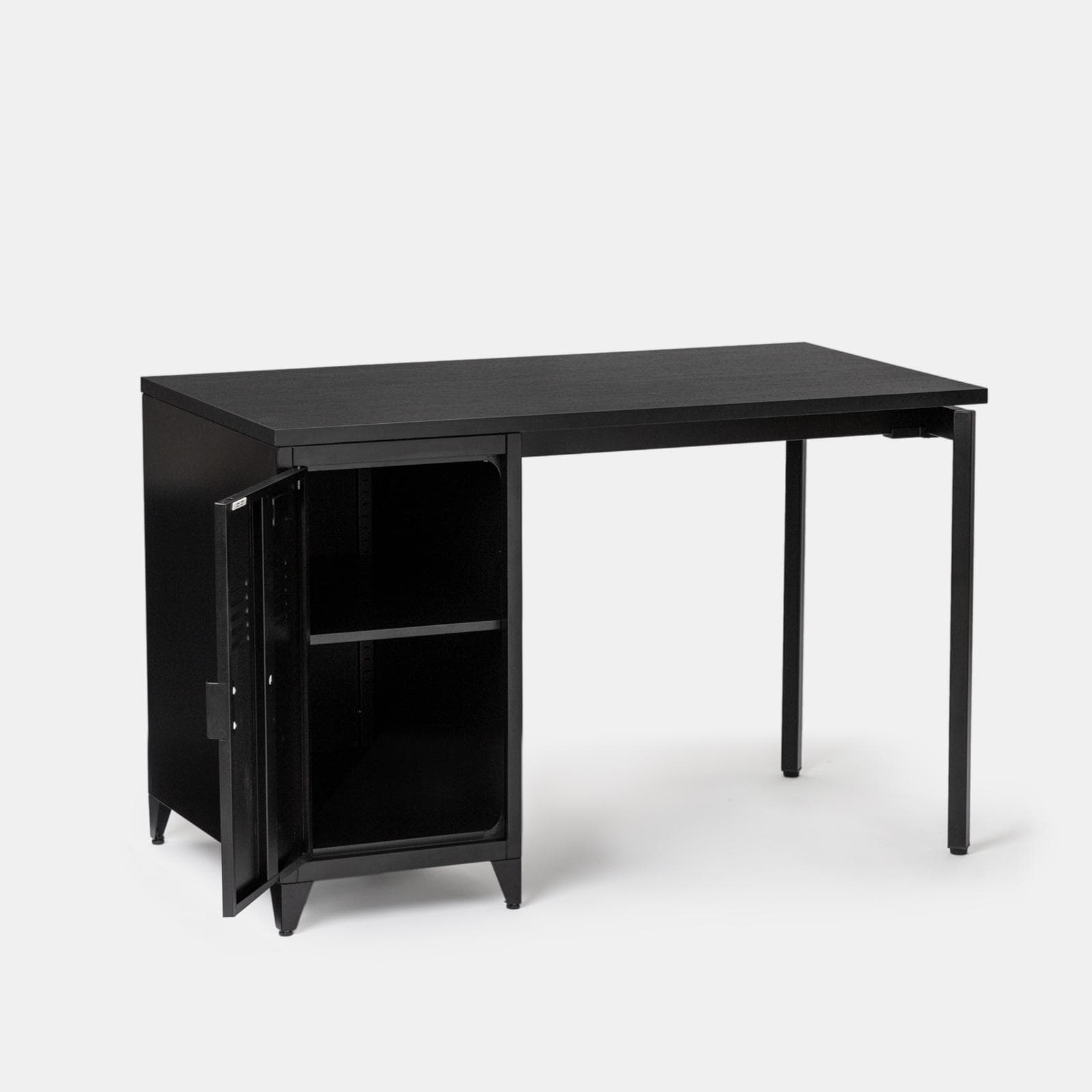 Scrivania 120x76h cm in acciaio verniciato nero con armadietto - Easton