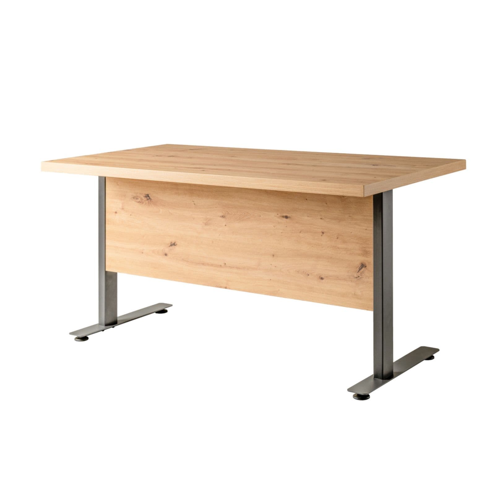 Scrivania 150x80 cm top in legno rovere artisan con spessore da 38 mm e gambe in metallo - Garen