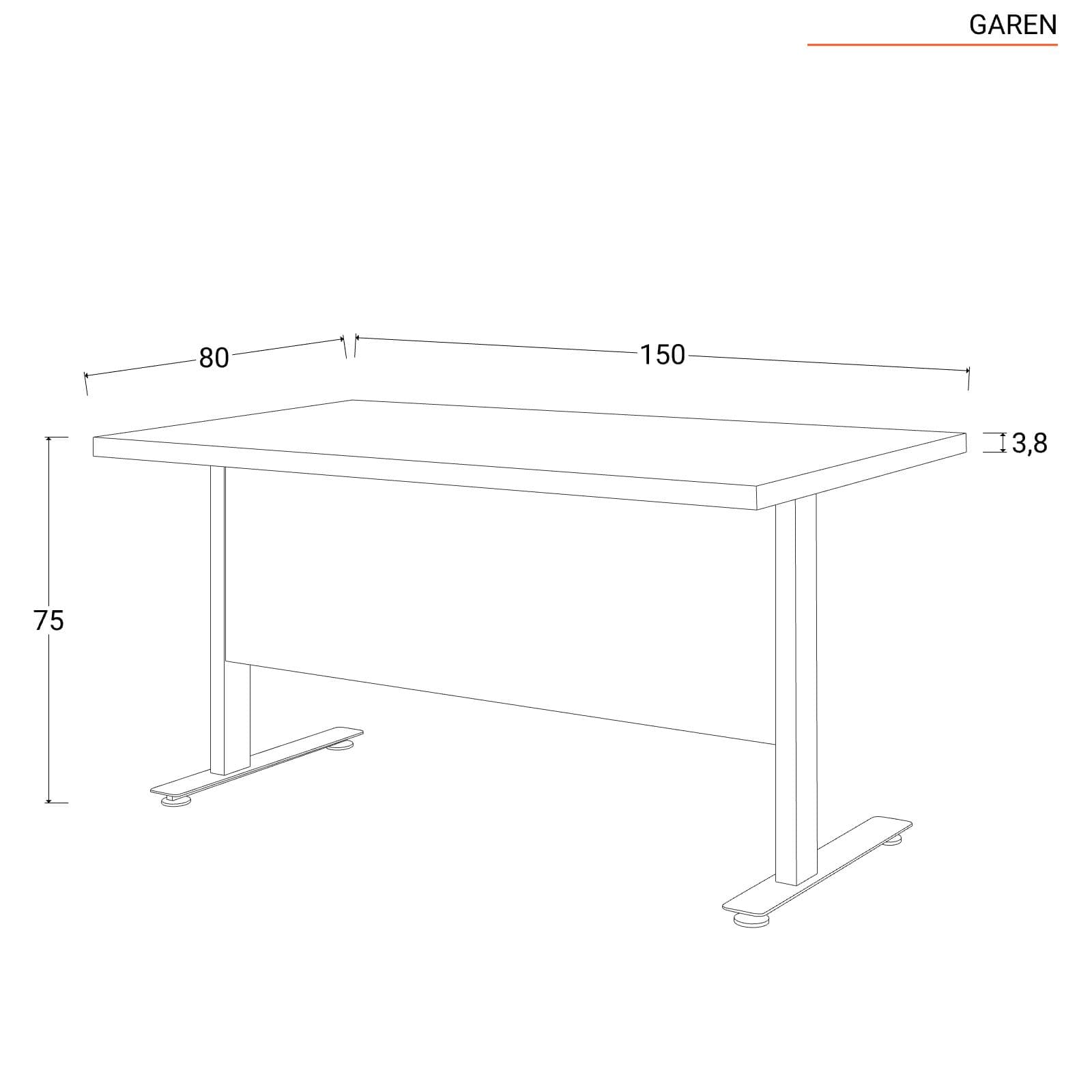 Scrivania 150x80 cm top in legno rovere artisan con spessore da 38 mm e gambe in metallo - Garen