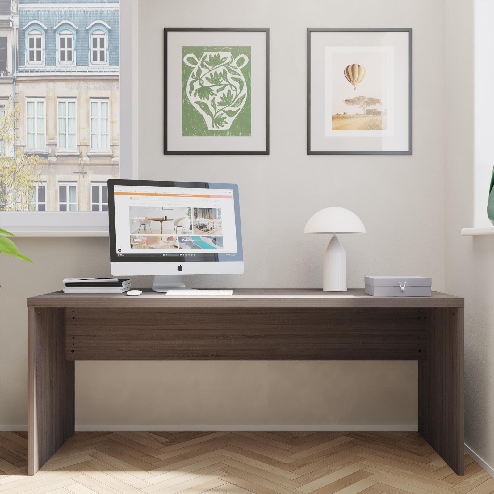 Scrivania 178x68 cm in legno rovere tartufo con spessore top da 30 mm - Homely office