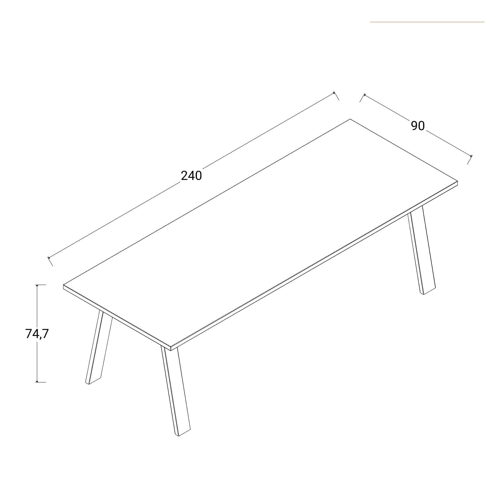 Scrivania 240x90 cm con top in legno noce e gambe in metallo nero - Historic brown