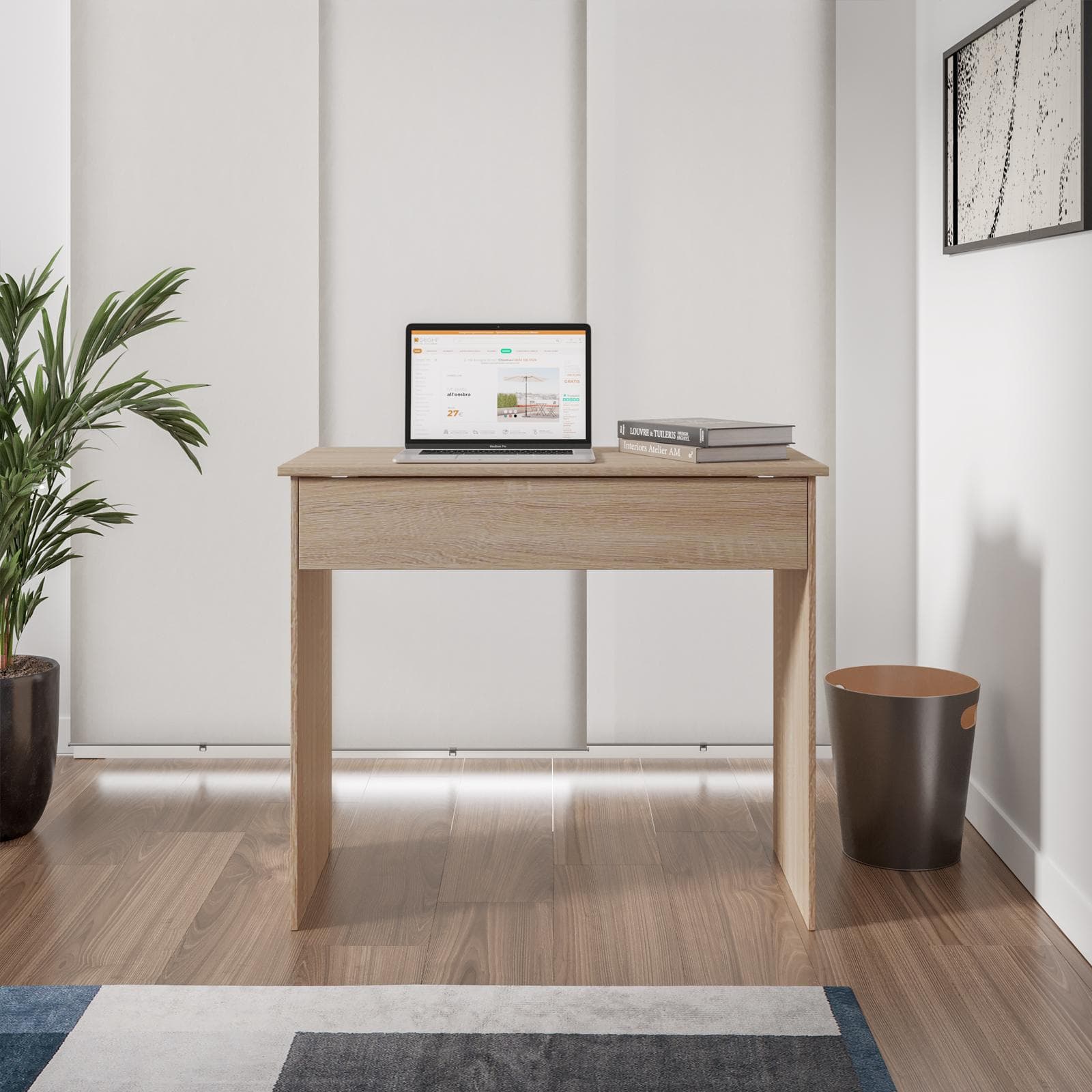 Scrivania 90x45 cm effetto rovere con cassetto - Fritz