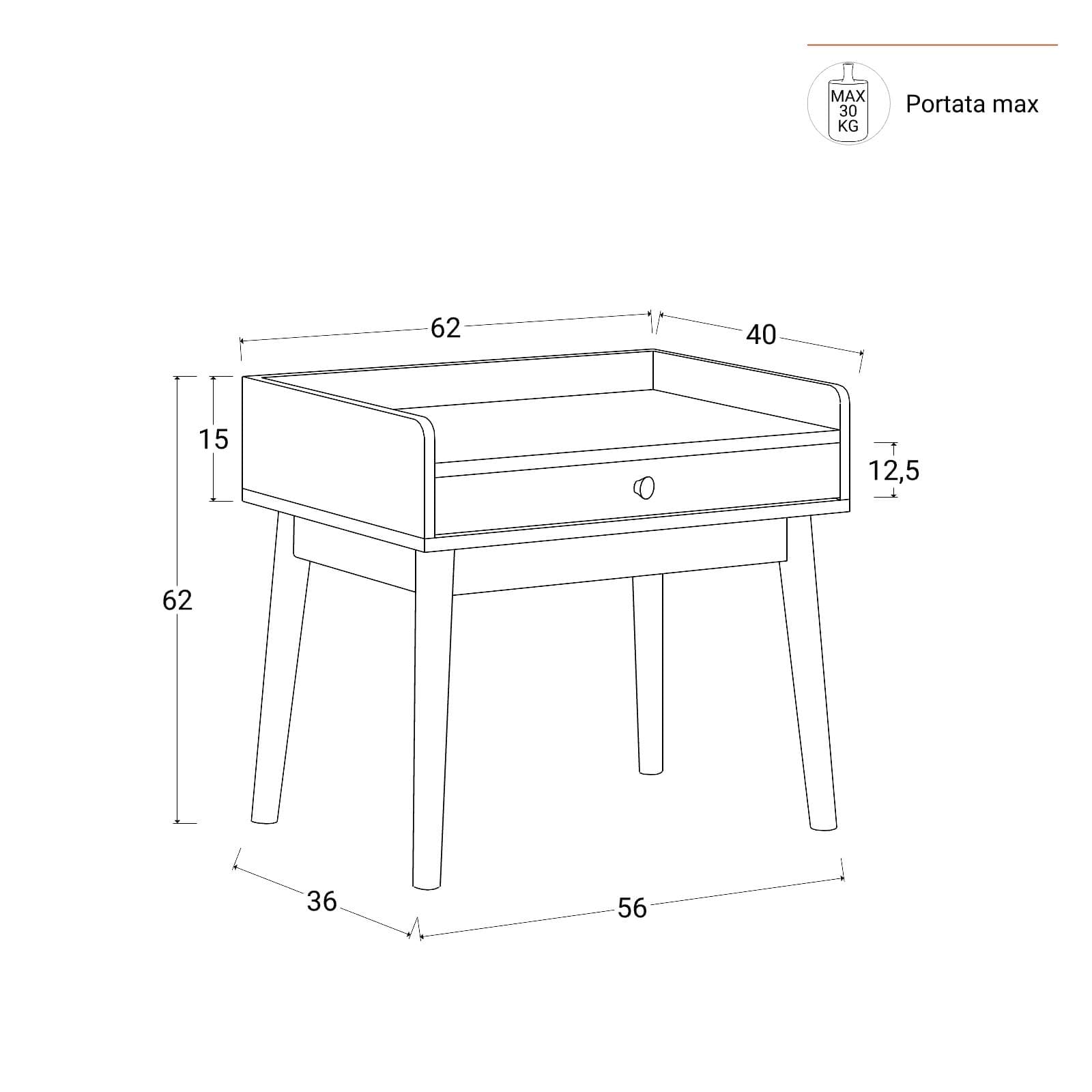 Scrivania per bambini 62x62h cm in legno naturale e bianco con 1 cassetto - Lollipop