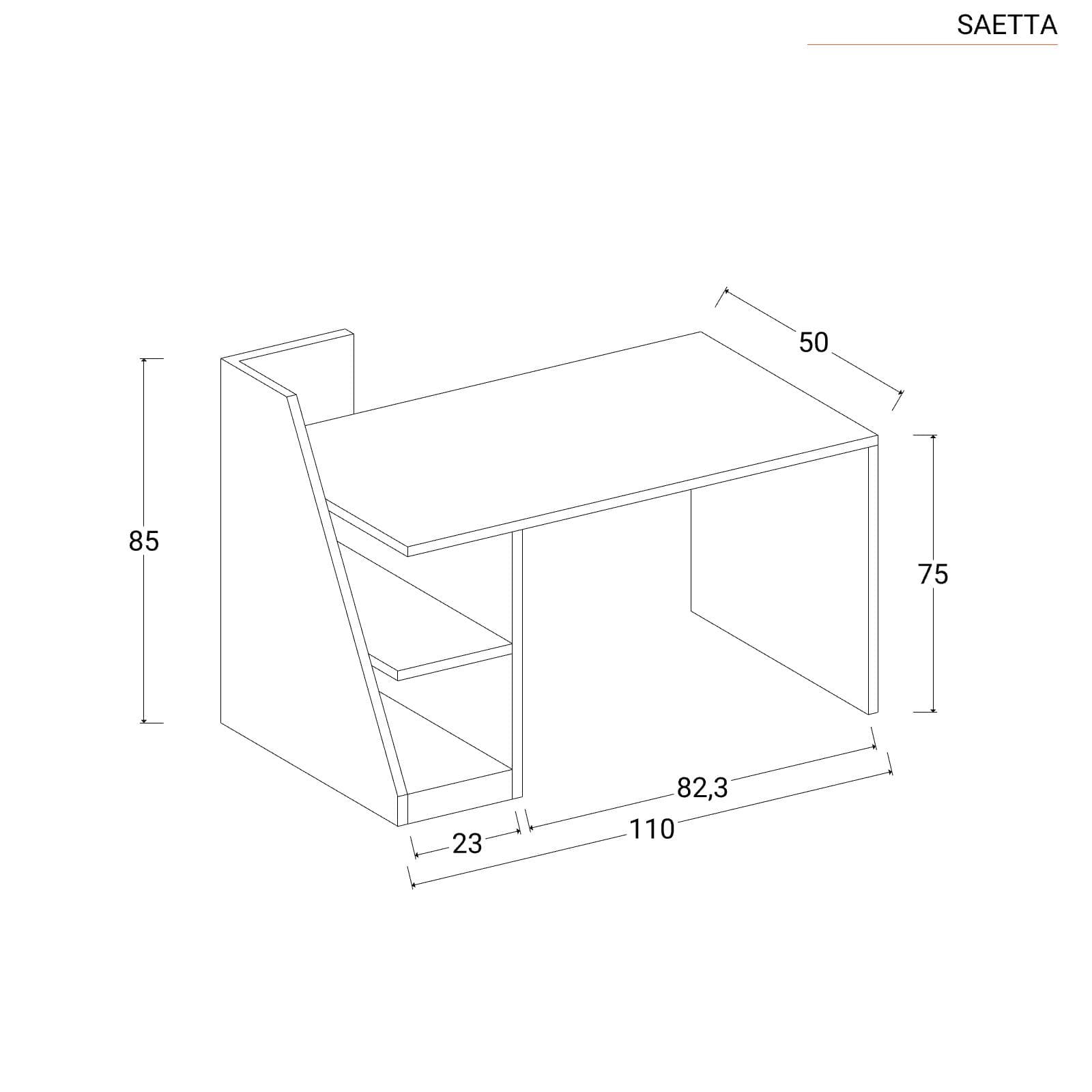 Scrivania 110x50 cm in legno rovere sonoma con vani contenitori - Saetta