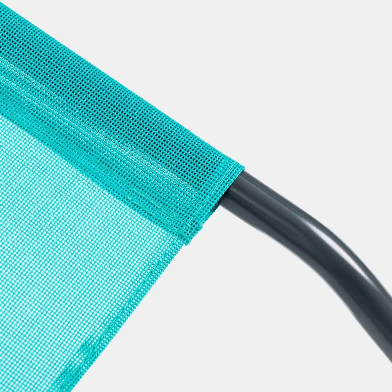 Sdraio con braccioli in acciaio e textilene verde acqua - Blink