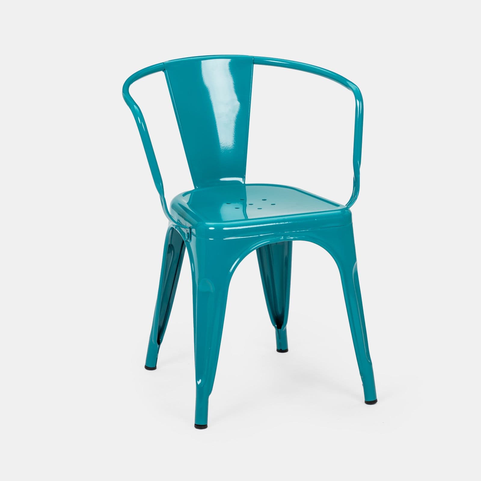Sedia con braccioli impilabile stile industrial in metallo blu petrolio - Farley