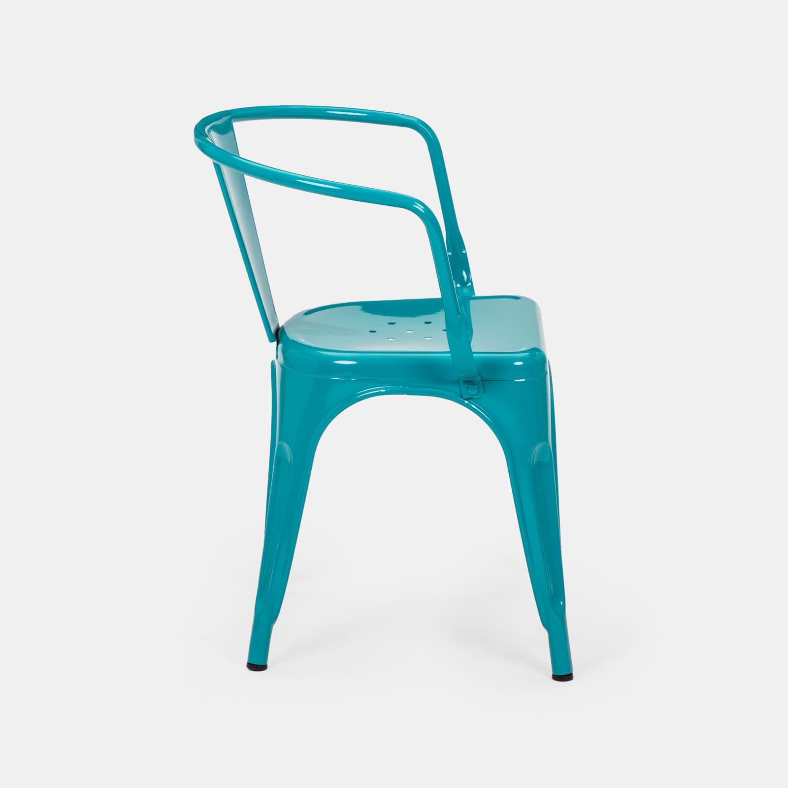 Sedia con braccioli impilabile stile industrial in metallo blu petrolio - Farley