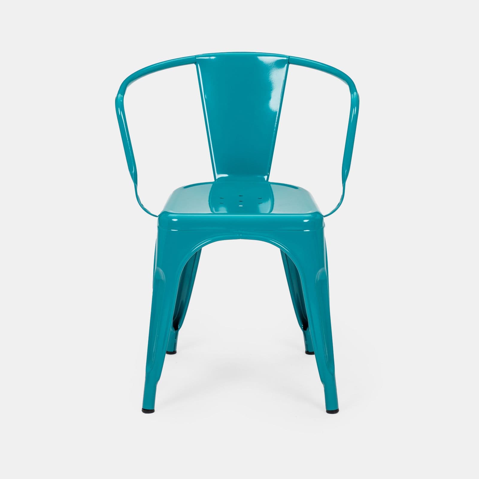 Sedia con braccioli impilabile stile industrial in metallo blu petrolio - Farley