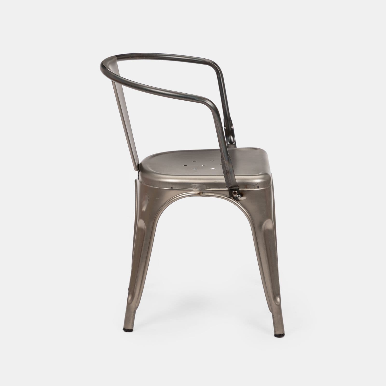 Sedia con braccioli impilabile stile industrial grigio spazzolato - Farley