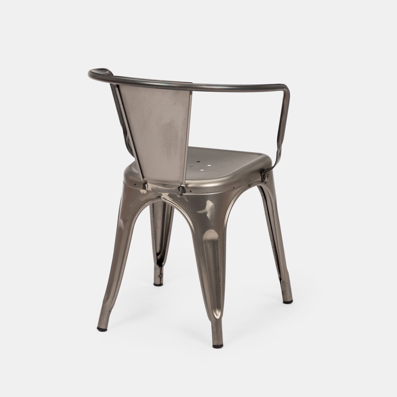 Sedia con braccioli impilabile stile industrial grigio spazzolato - Farley