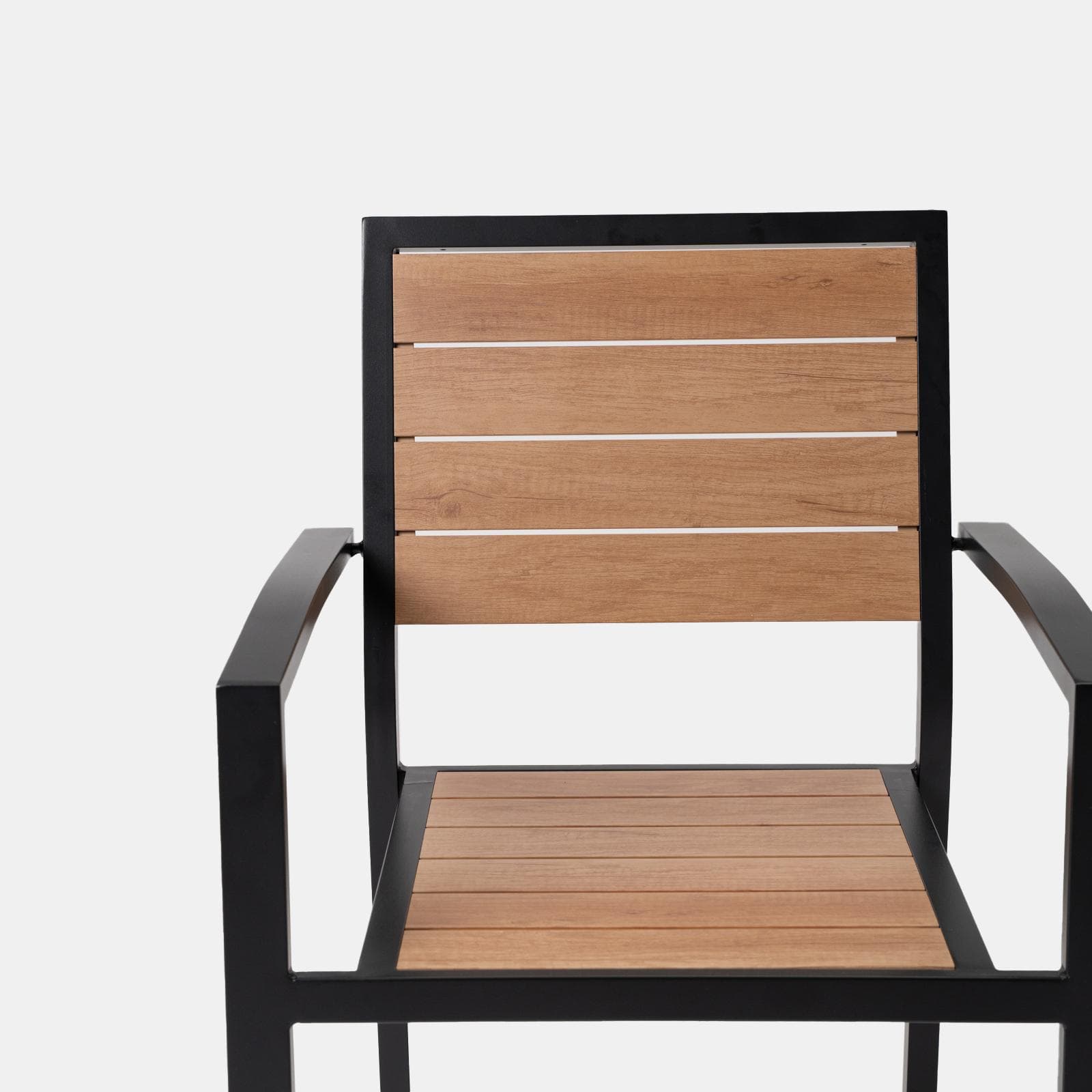 Sedia da esterno con braccioli in alluminio antracite e doghe effetto legno miele - Carioca Wood