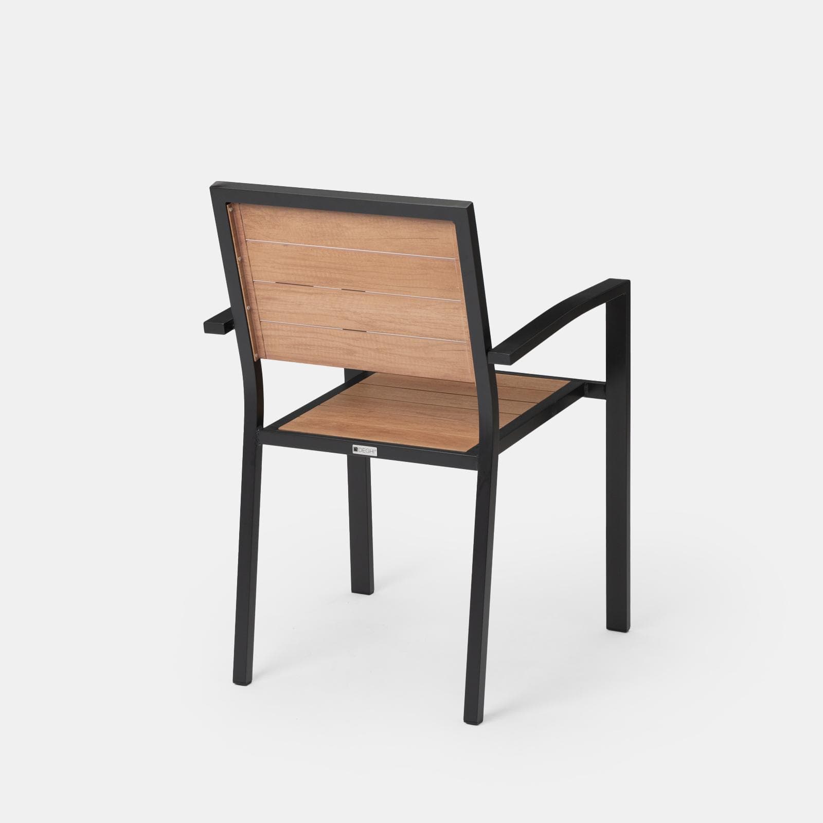 Sedia da esterno con braccioli in alluminio antracite e doghe effetto legno miele - Carioca Wood