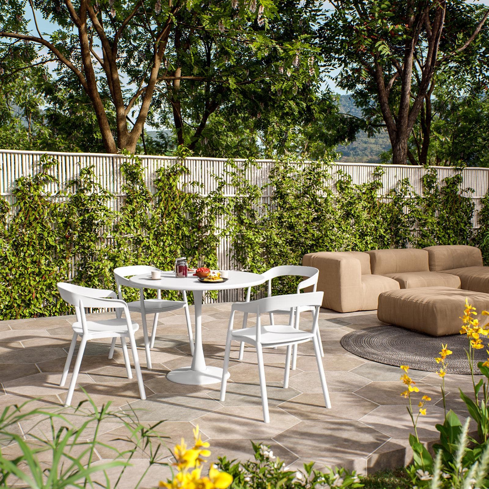 Sedia da giardino con schienale avvolgente in polipropilene bianco - Astrin