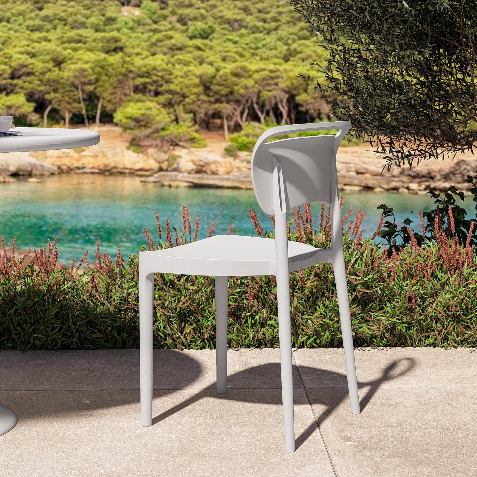 Sedia da giardino impilabile in polipropilene bianco - Clyde