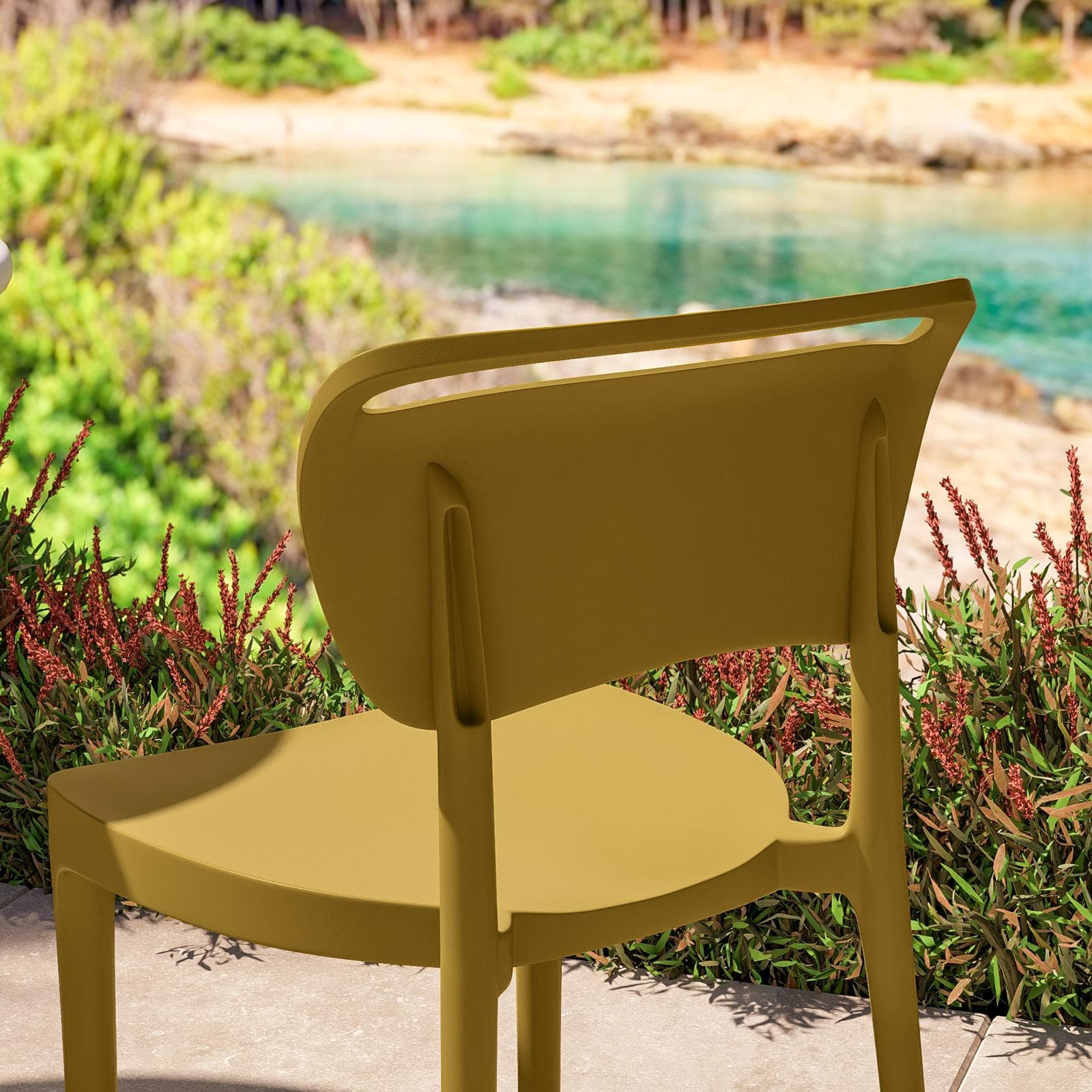 Sedia da giardino impilabile in polipropilene senape - Clyde