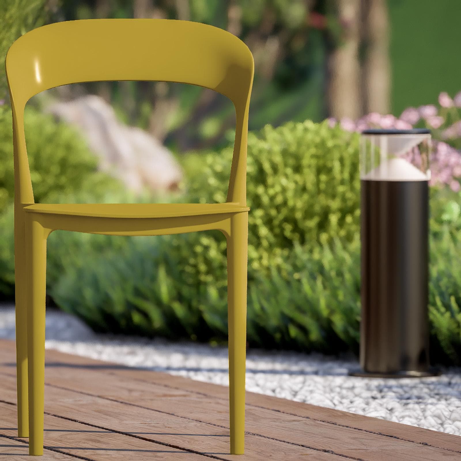 Sedia da giardino impilabile in polipropilene senape - Valda