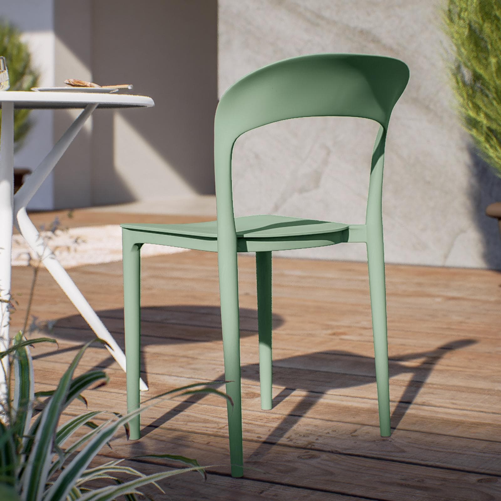 Sedia da giardino impilabile in polipropilene verde giada - Valda
