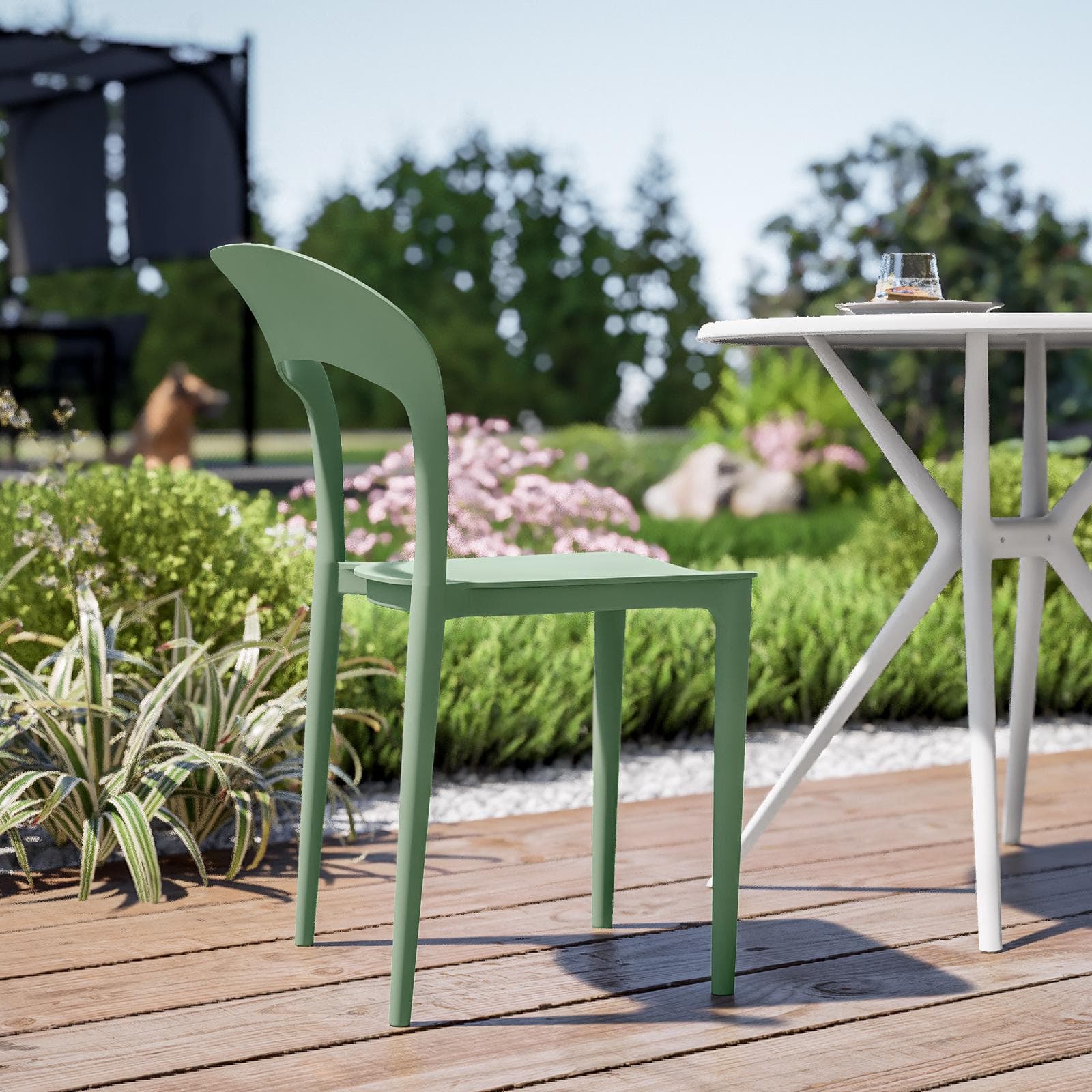 Sedia da giardino impilabile in polipropilene verde giada - Valda