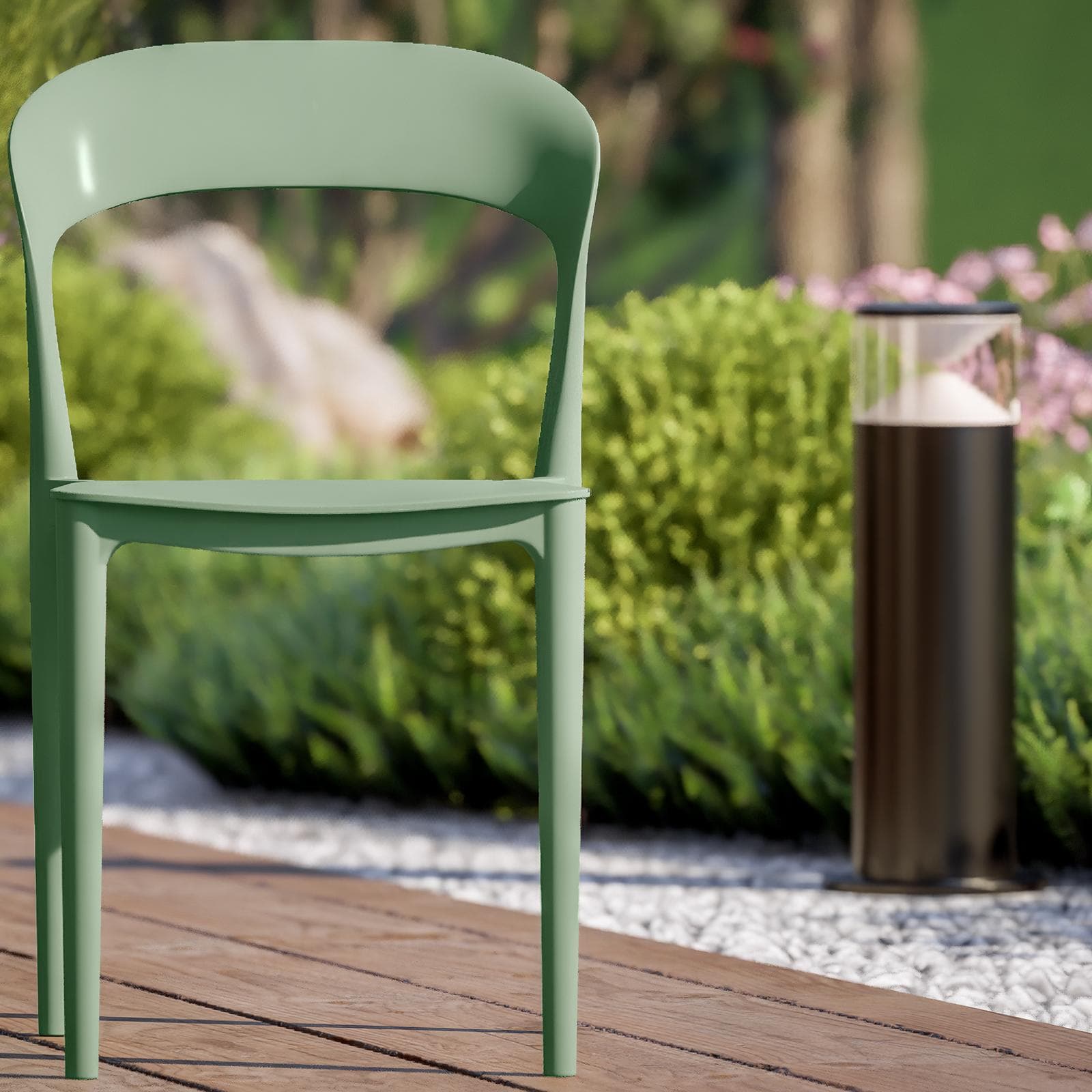 Sedia da giardino impilabile in polipropilene verde giada - Valda