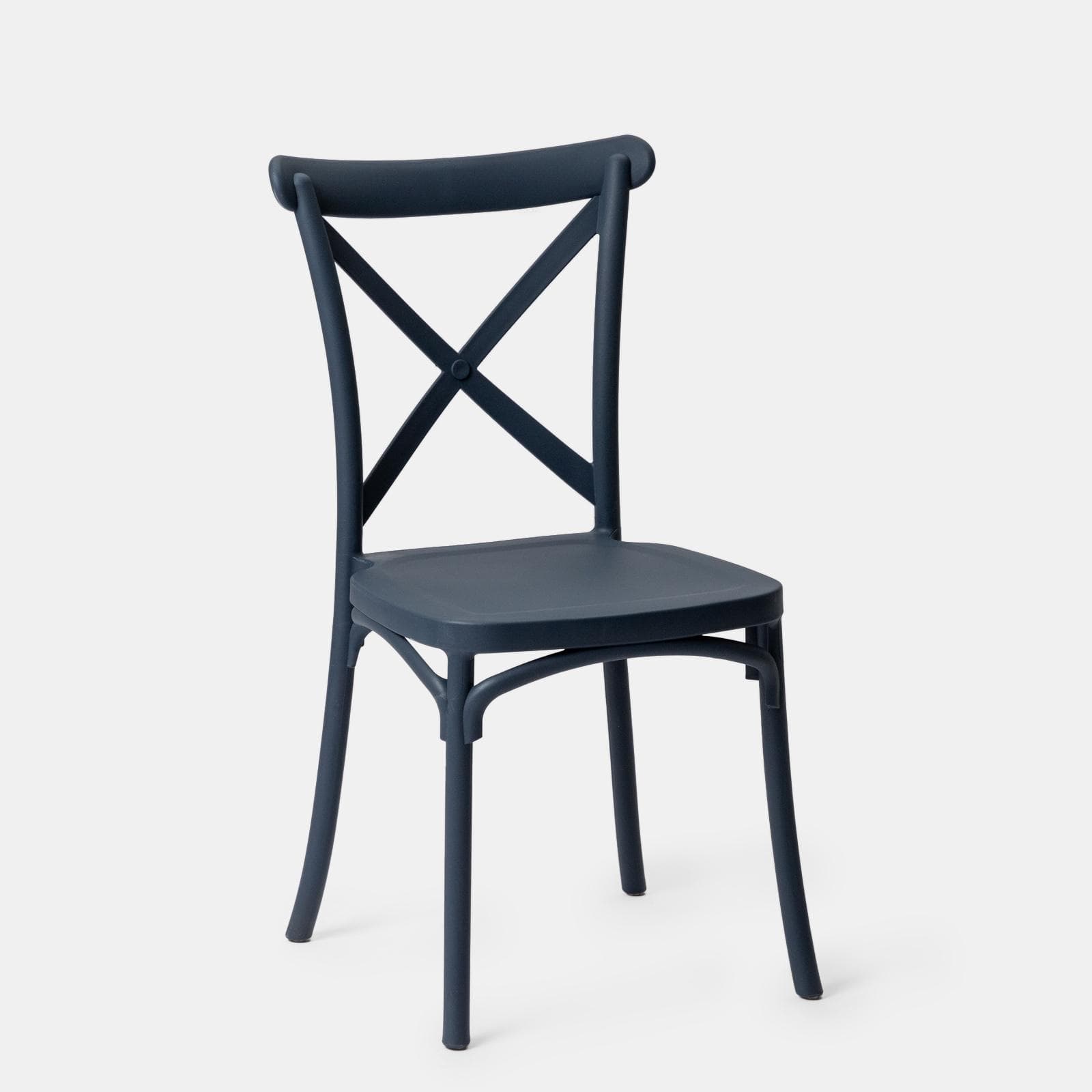 Sedia da giardino con schienale incrociato in polipropilene blu - Demetra