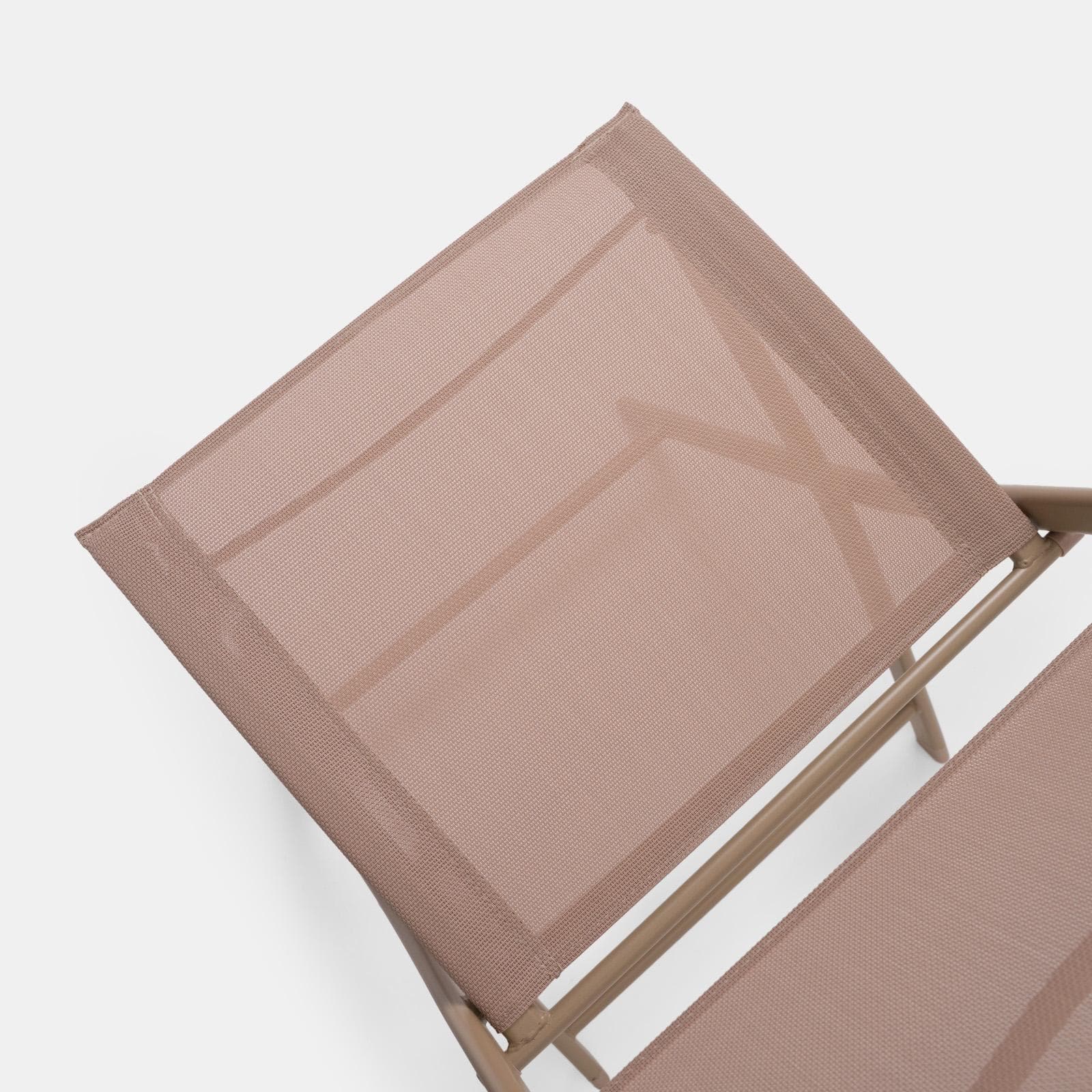 Sedia da giardino pieghevole in acciaio beige e textilene tortora - Iuba
