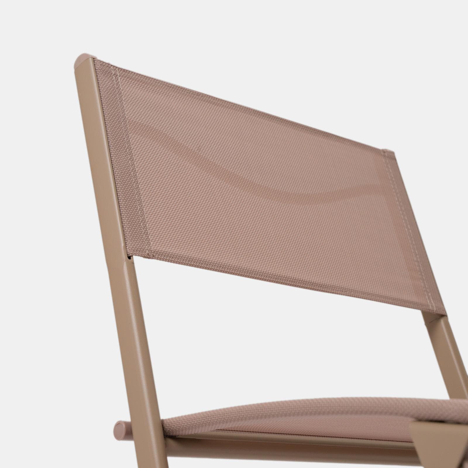 Sedia da giardino pieghevole in acciaio beige e textilene tortora - Iuba