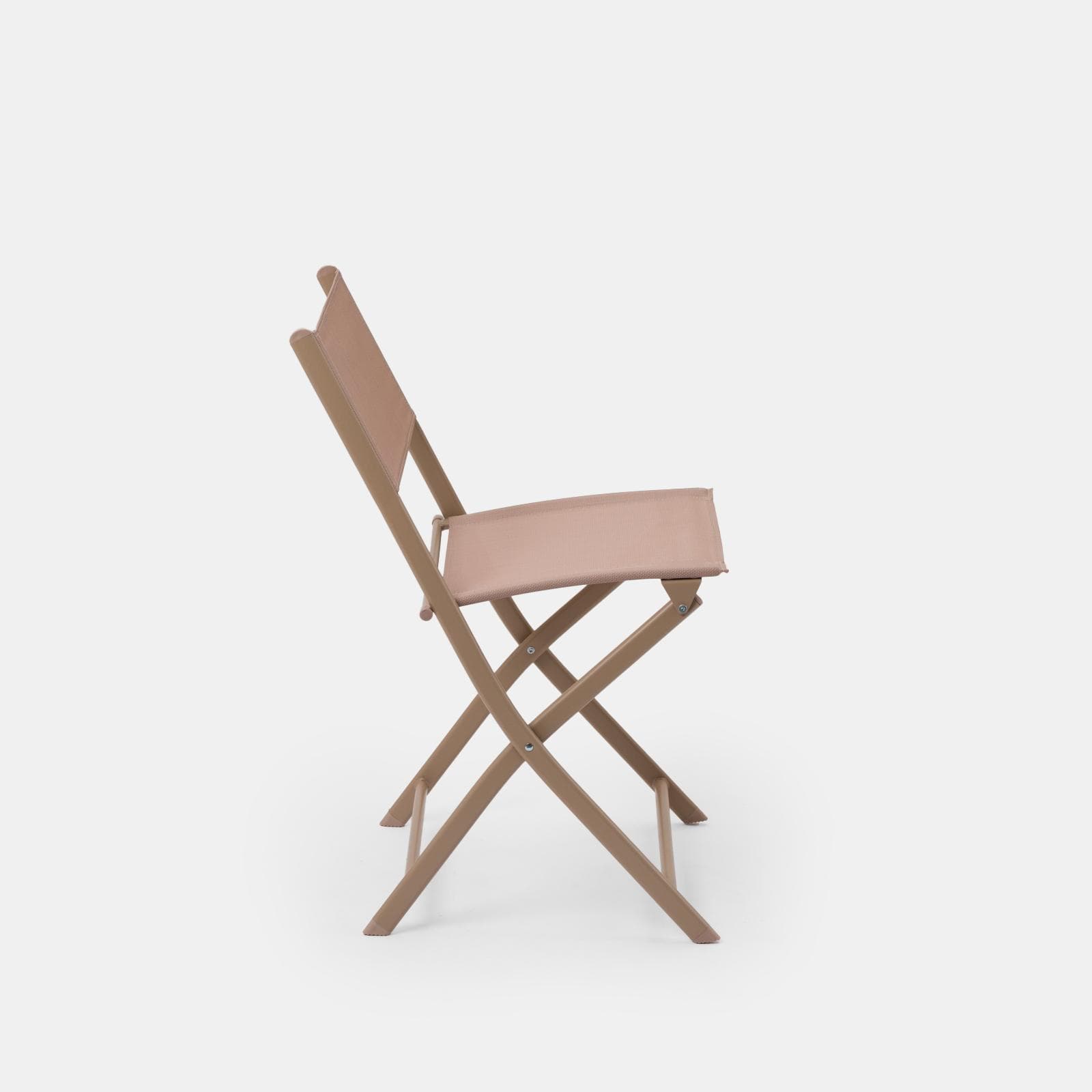 Sedia da giardino pieghevole in acciaio beige e textilene tortora - Iuba