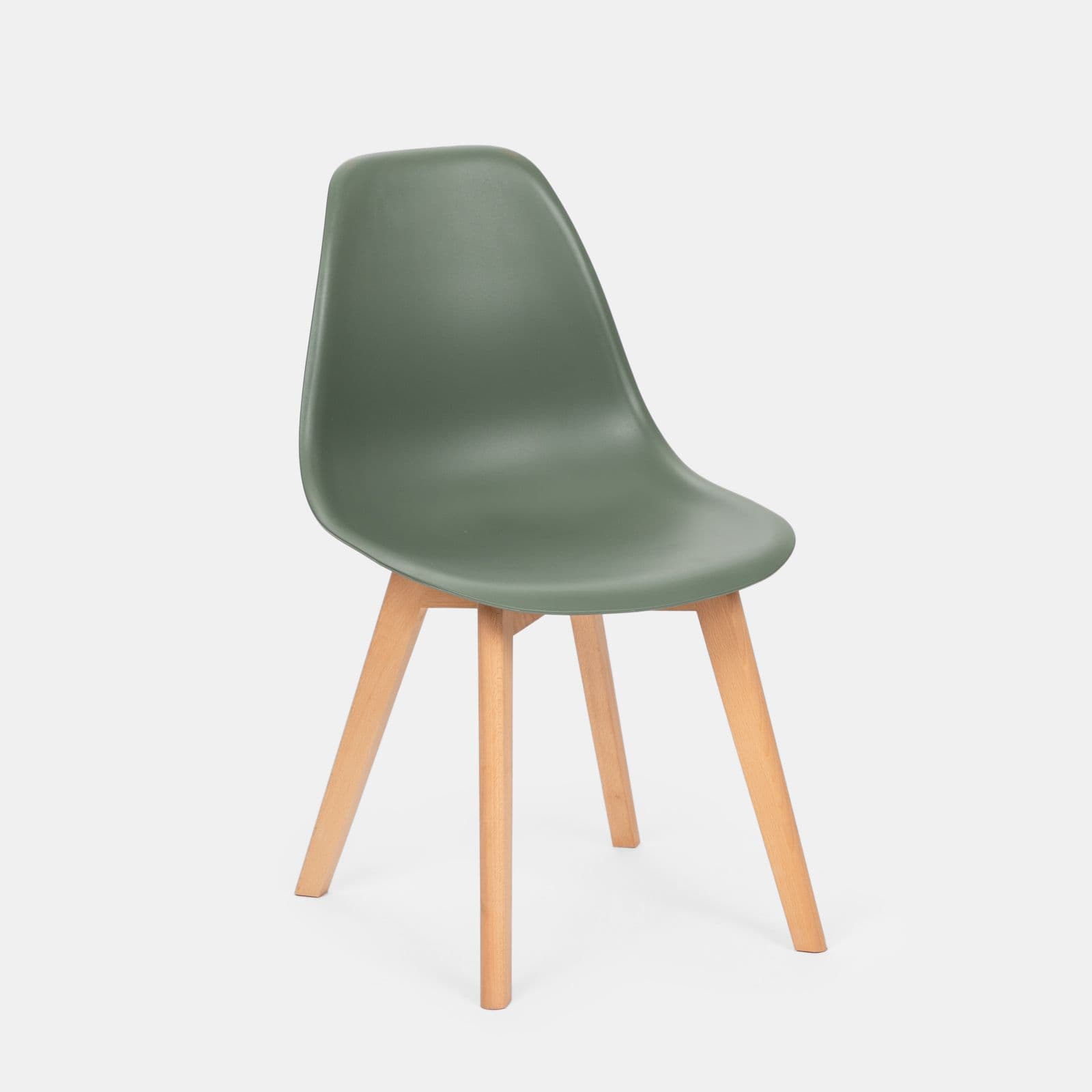 Sedia da interni verde bosco con gambe in legno - Alborg