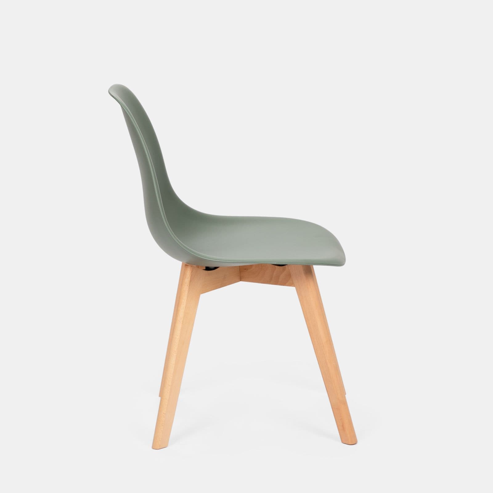 Sedia da interni verde bosco con gambe in legno - Alborg