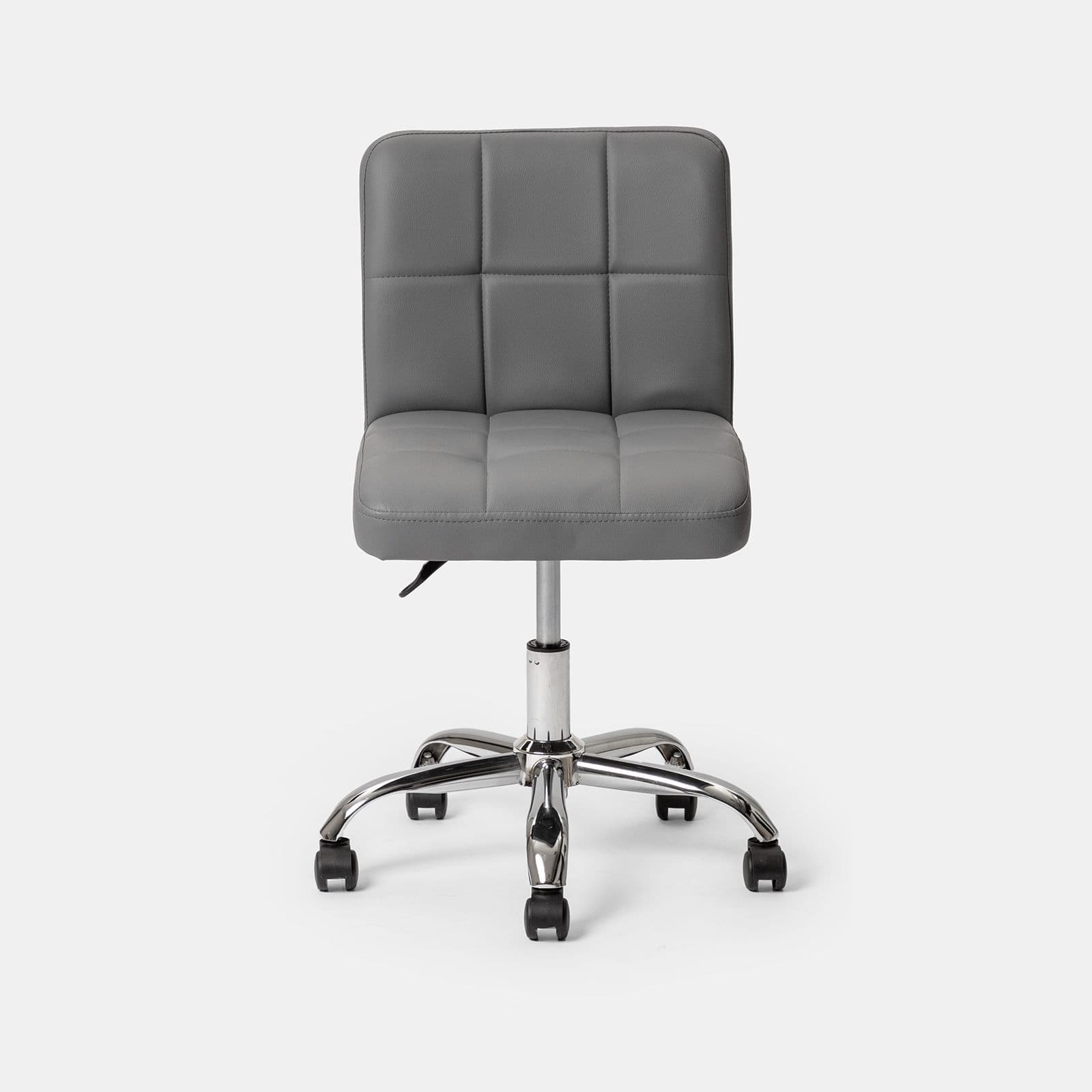 Sedia da ufficio girevole in similpelle grigio con base cromata - Anissa
