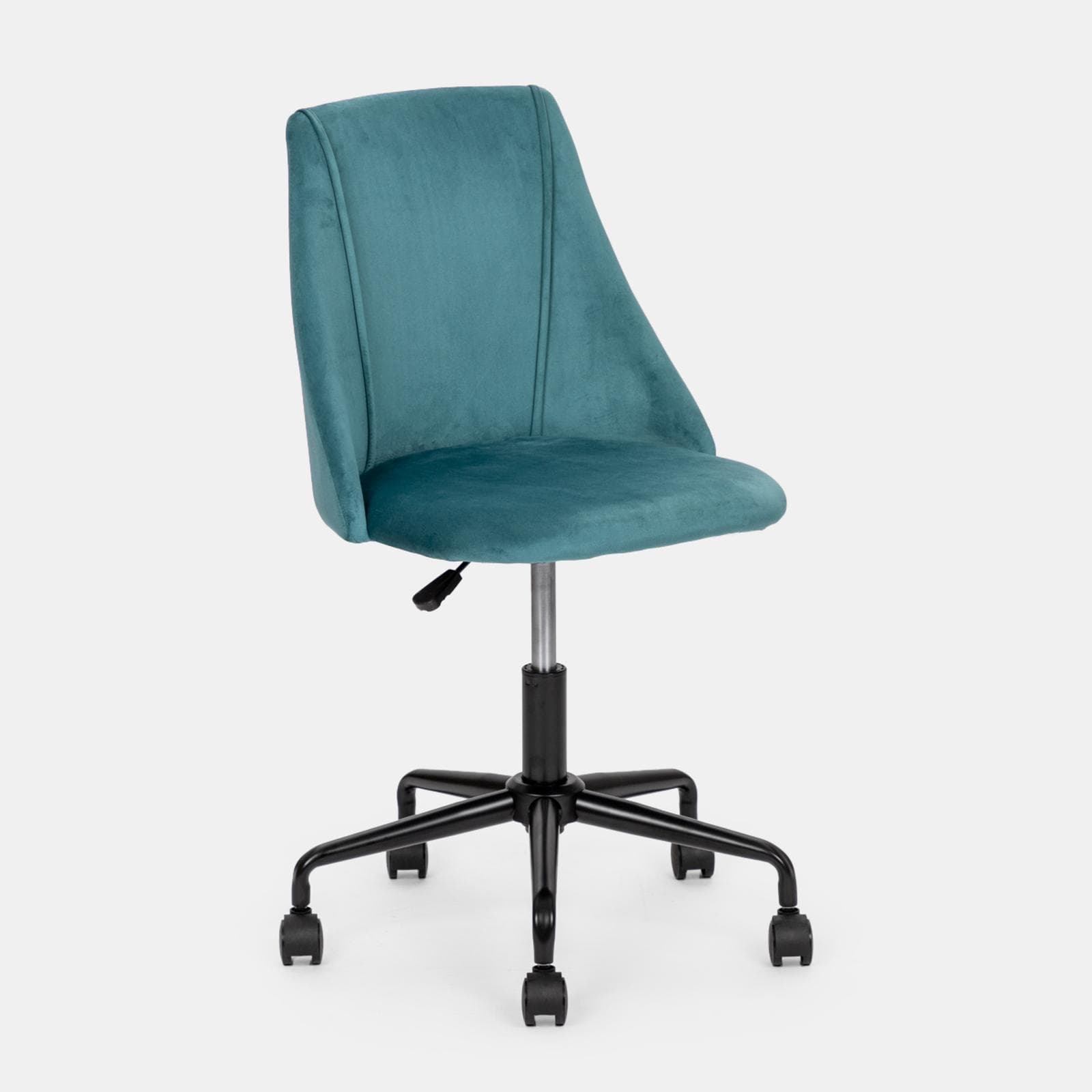 Sedia da ufficio girevole in velluto blu petrolio con base in metallo nero - Iupak Roller