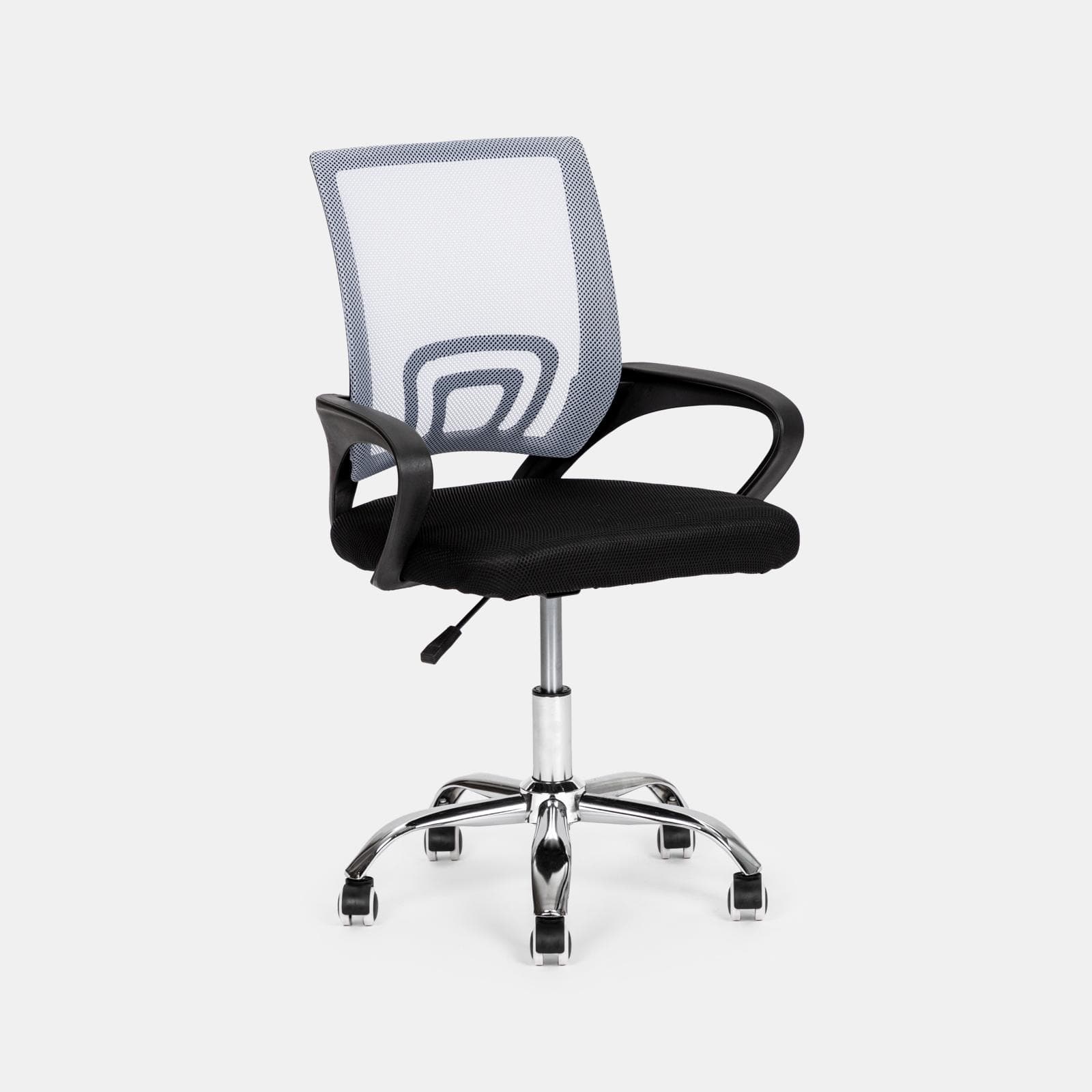 Sedia da ufficio girevole in tessuto mesh nero e schienale traspirante grigio - Lizzy