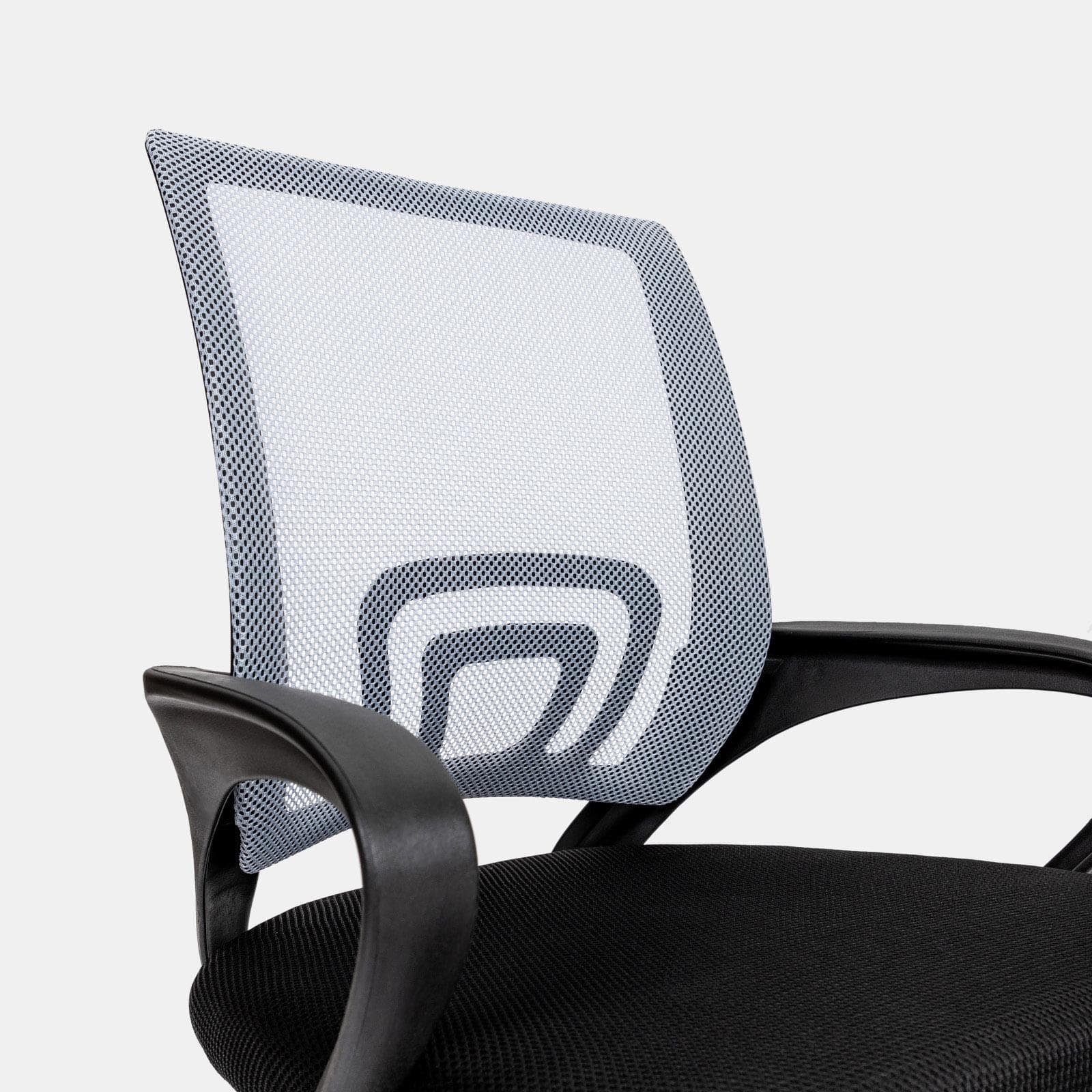 Sedia da ufficio girevole in tessuto mesh nero e schienale traspirante grigio - Lizzy