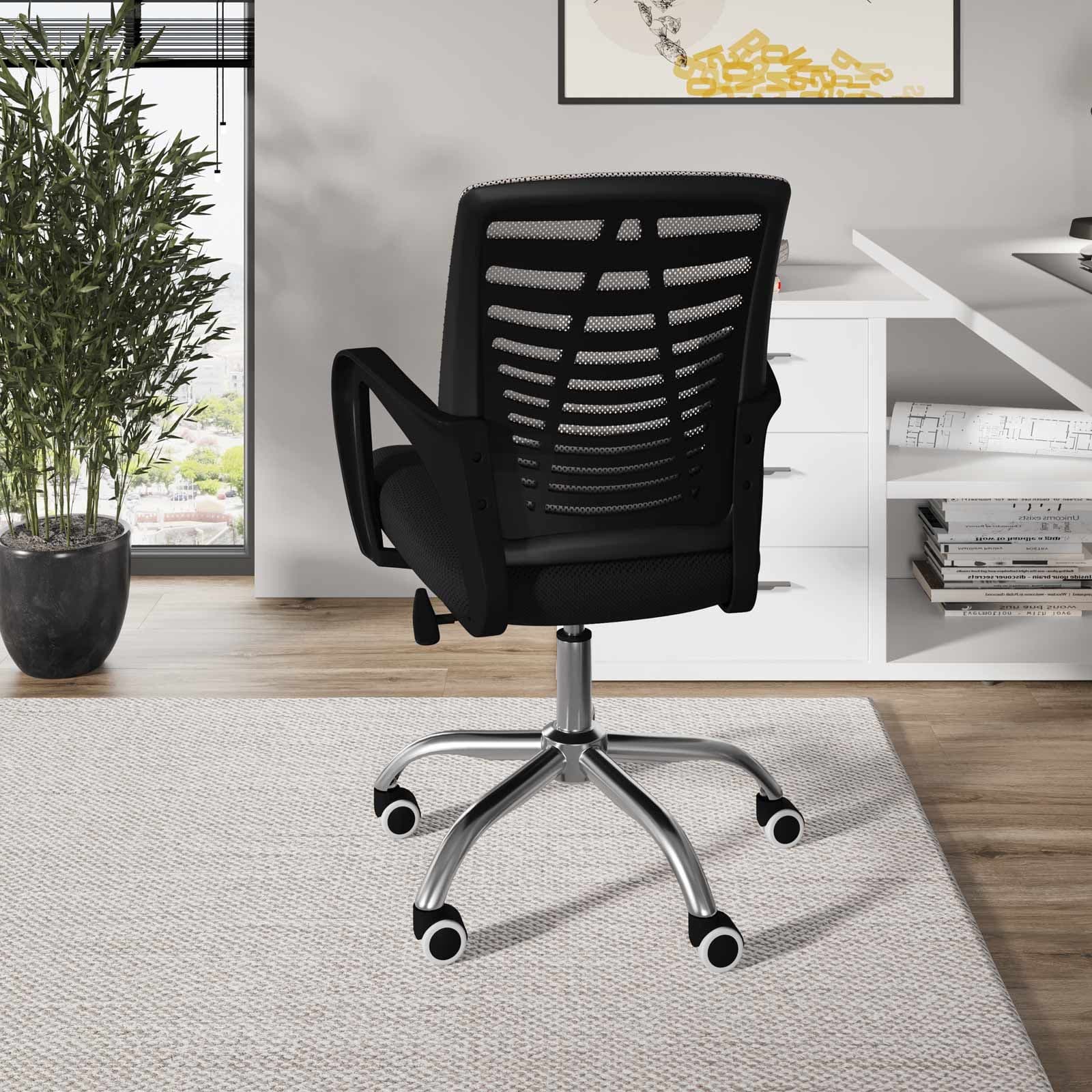 Sedia da ufficio girevole in tessuto mesh nero e schienale traspirante grigio - Storex