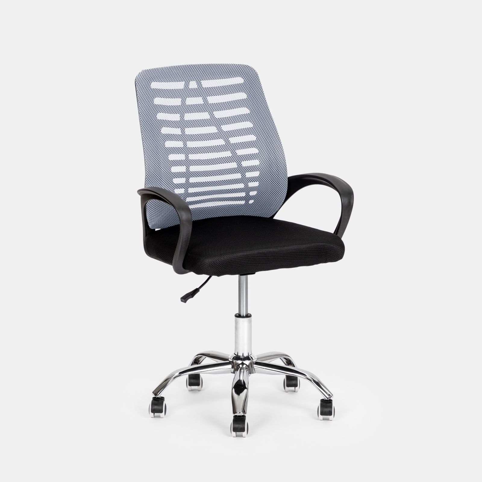 Sedia da ufficio girevole in tessuto mesh nero e schienale traspirante grigio - Storex