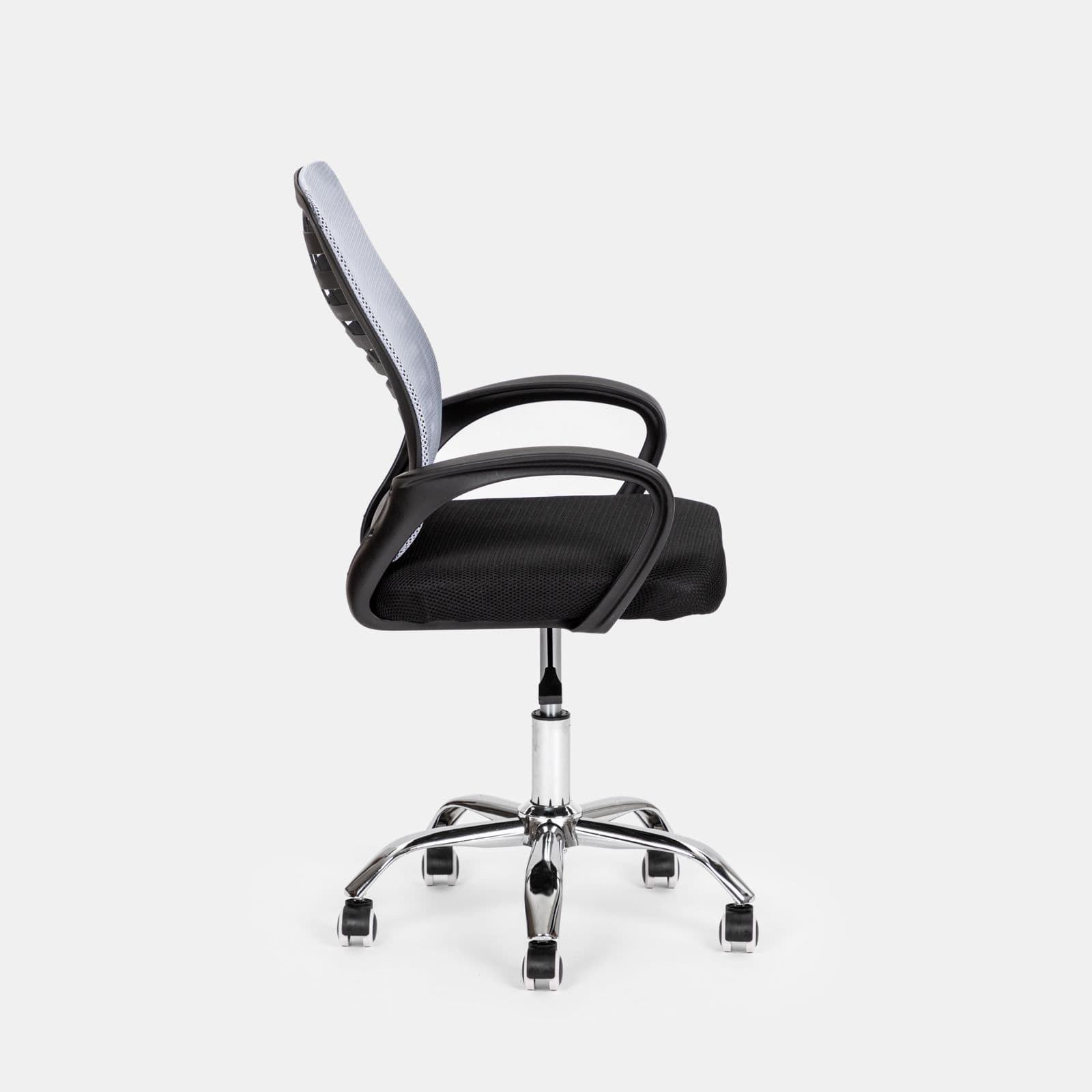 Sedia da ufficio girevole in tessuto mesh nero e schienale traspirante grigio - Storex