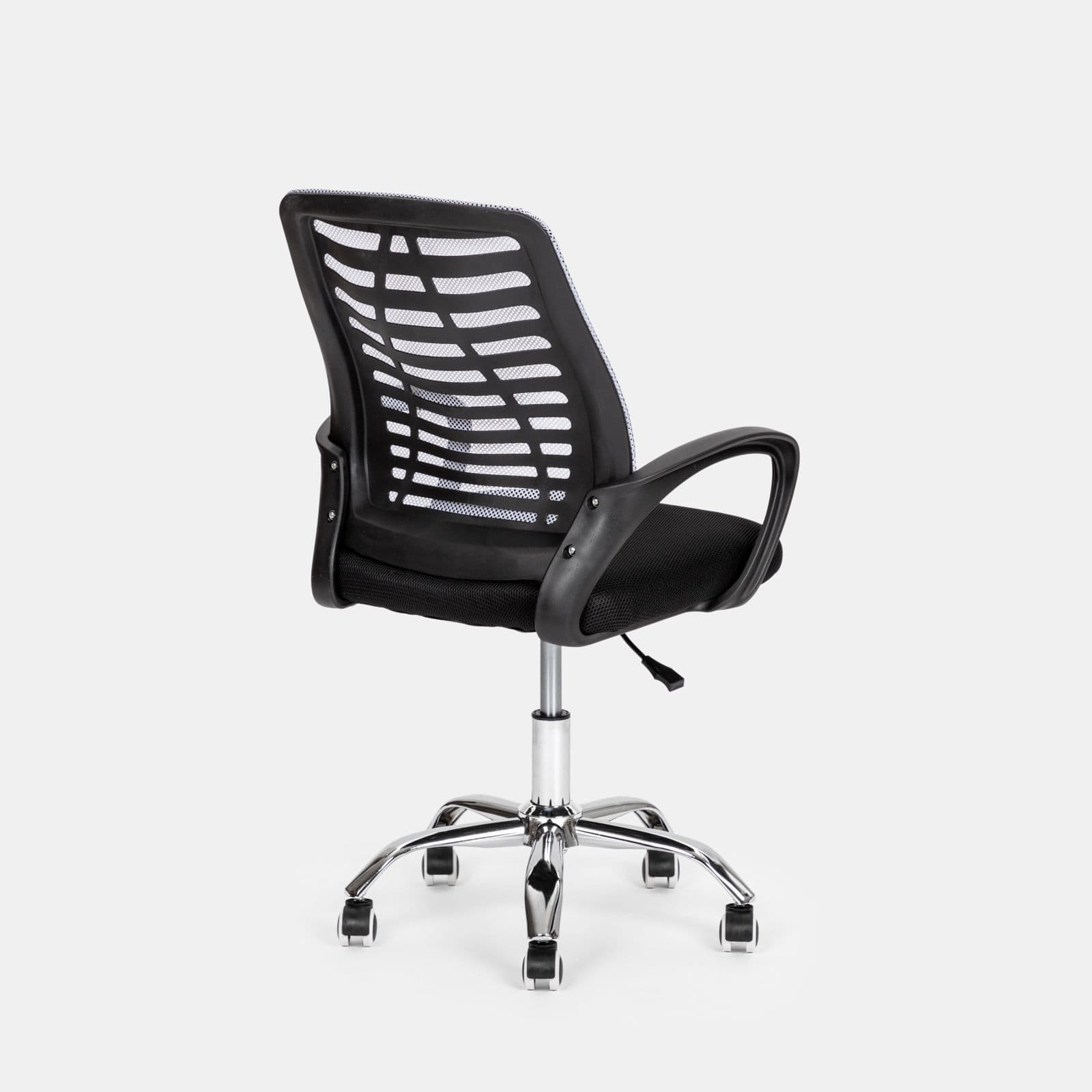 Sedia da ufficio girevole in tessuto mesh nero e schienale traspirante grigio - Storex
