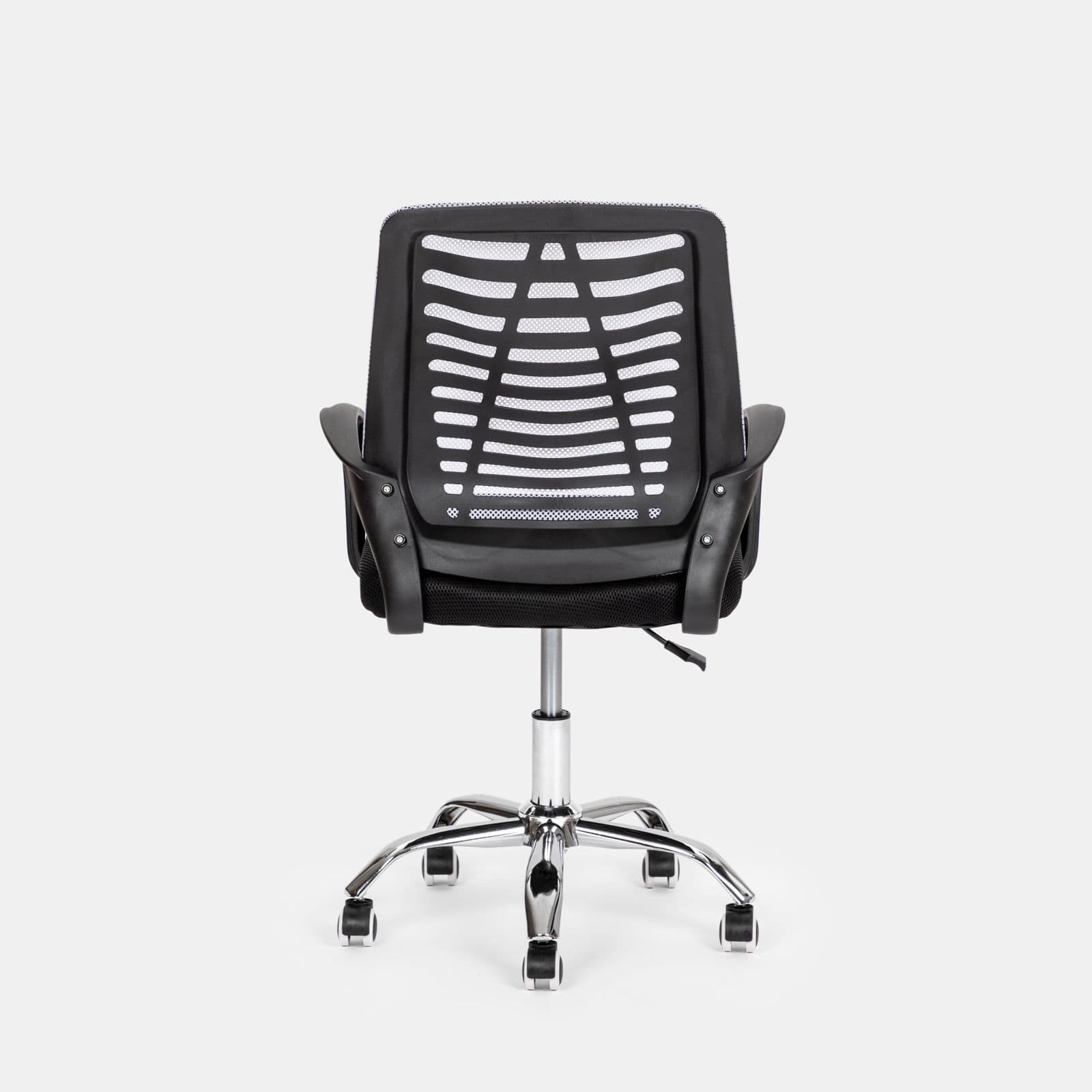 Sedia da ufficio girevole in tessuto mesh nero e schienale traspirante grigio - Storex