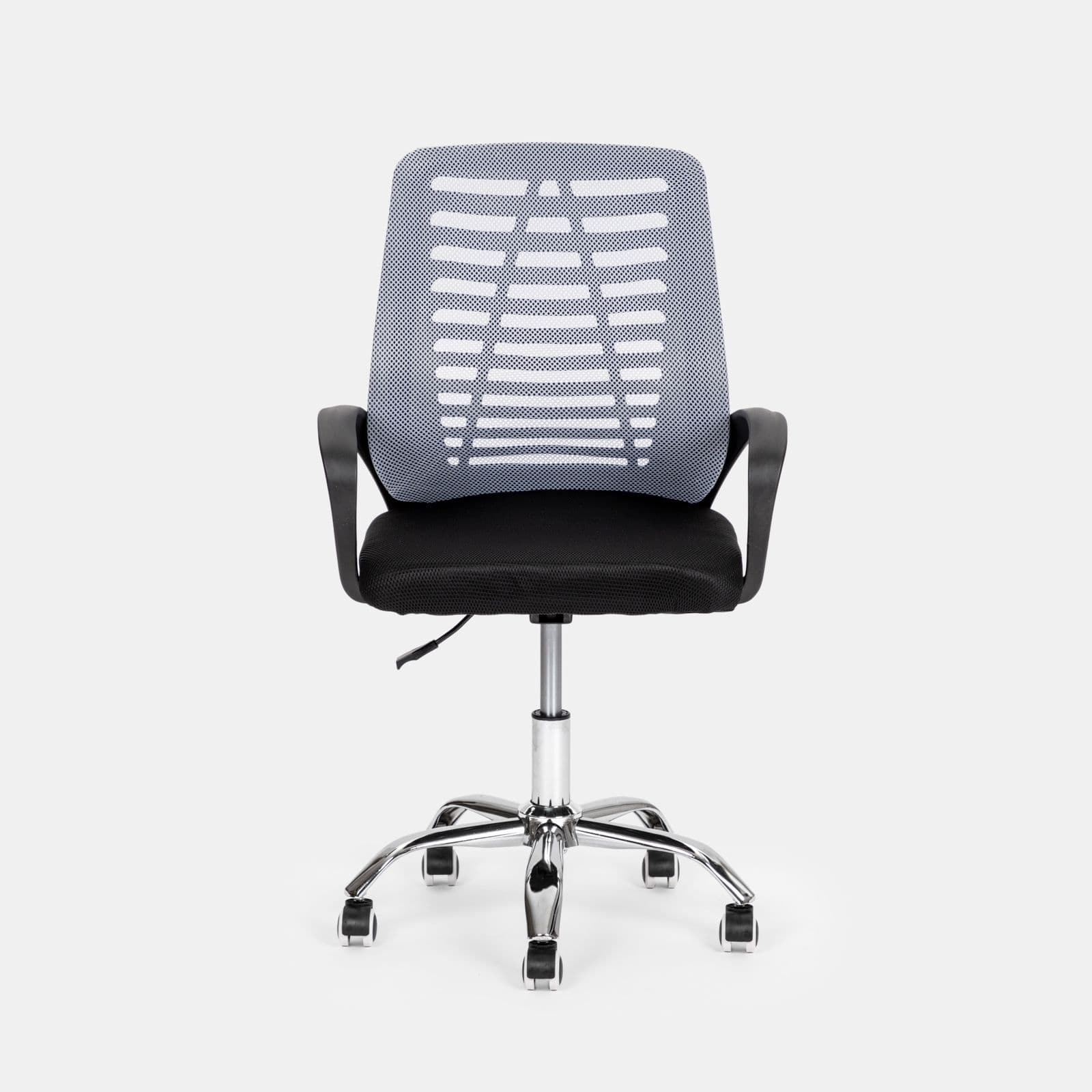Sedia da ufficio girevole in tessuto mesh nero e schienale traspirante grigio - Storex