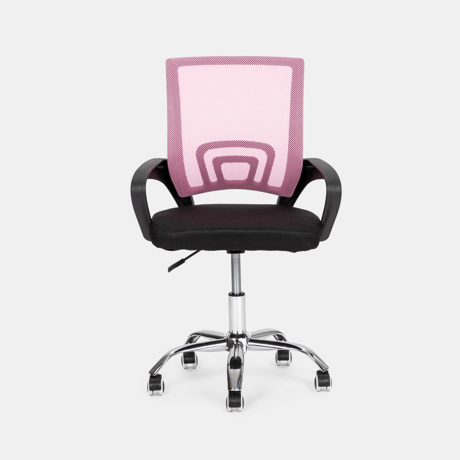 Sedia da ufficio girevole in tessuto mesh nero e schienale traspirante rosa - Lizzy