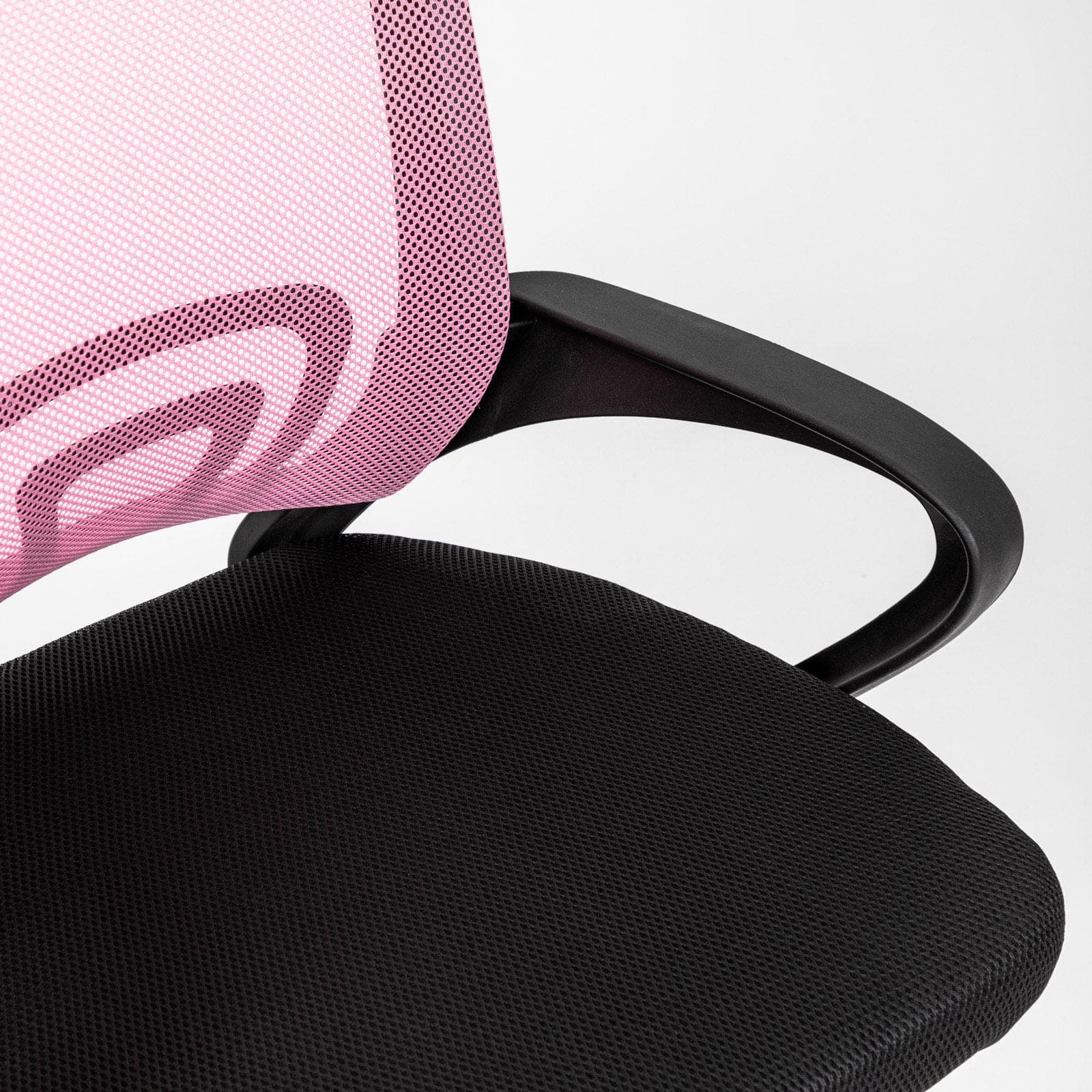 Sedia da ufficio girevole in tessuto mesh nero e schienale traspirante rosa - Lizzy